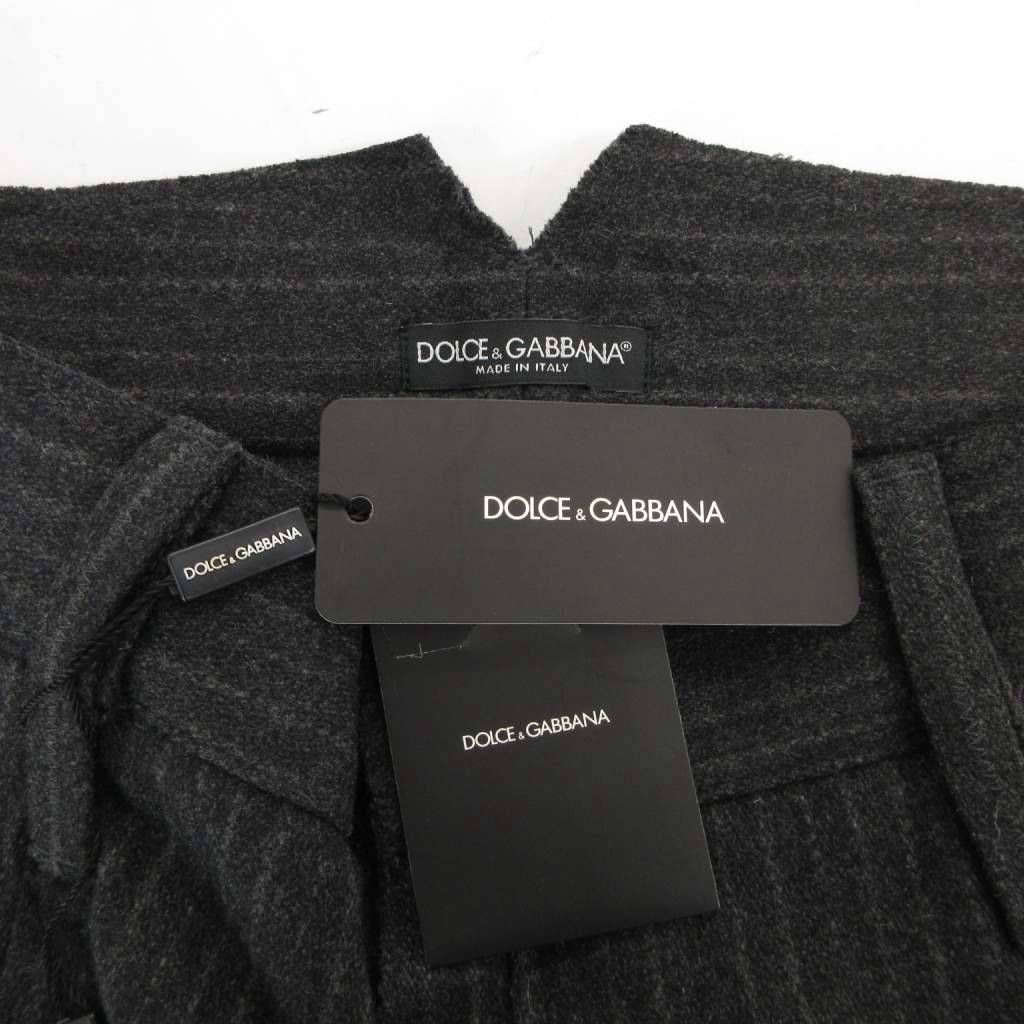  ドルチェ-ガッバーナ ドルガバ DOLCE-GABBANA スラックス クロップドパンツ ハイウエスト ウール ストライプ 48 グレー FF GY 19 ショートパンツ ハーフパンツ パンツ
