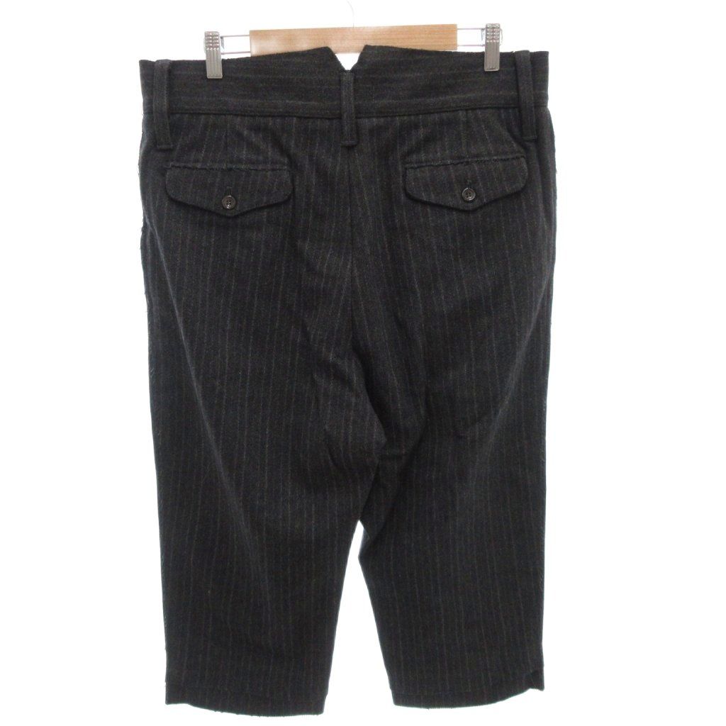 ドルチェ-ガッバーナ ドルガバ DOLCE-GABBANA スラックス クロップドパンツ ハイウエスト ウール ストライプ 48 グレー FF GY 19