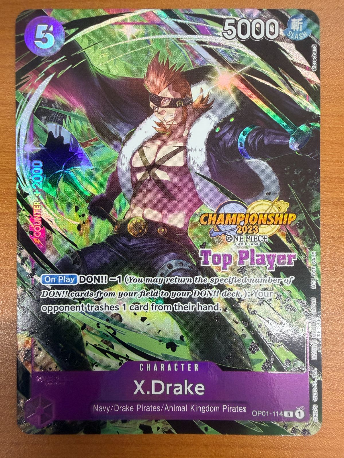 ワンピースカード チャンピオンシップ2023 ファイナリスト Xドレーク 美品 X ドレーク 2023年 チャンピオンシップ トッププレイヤー TOP