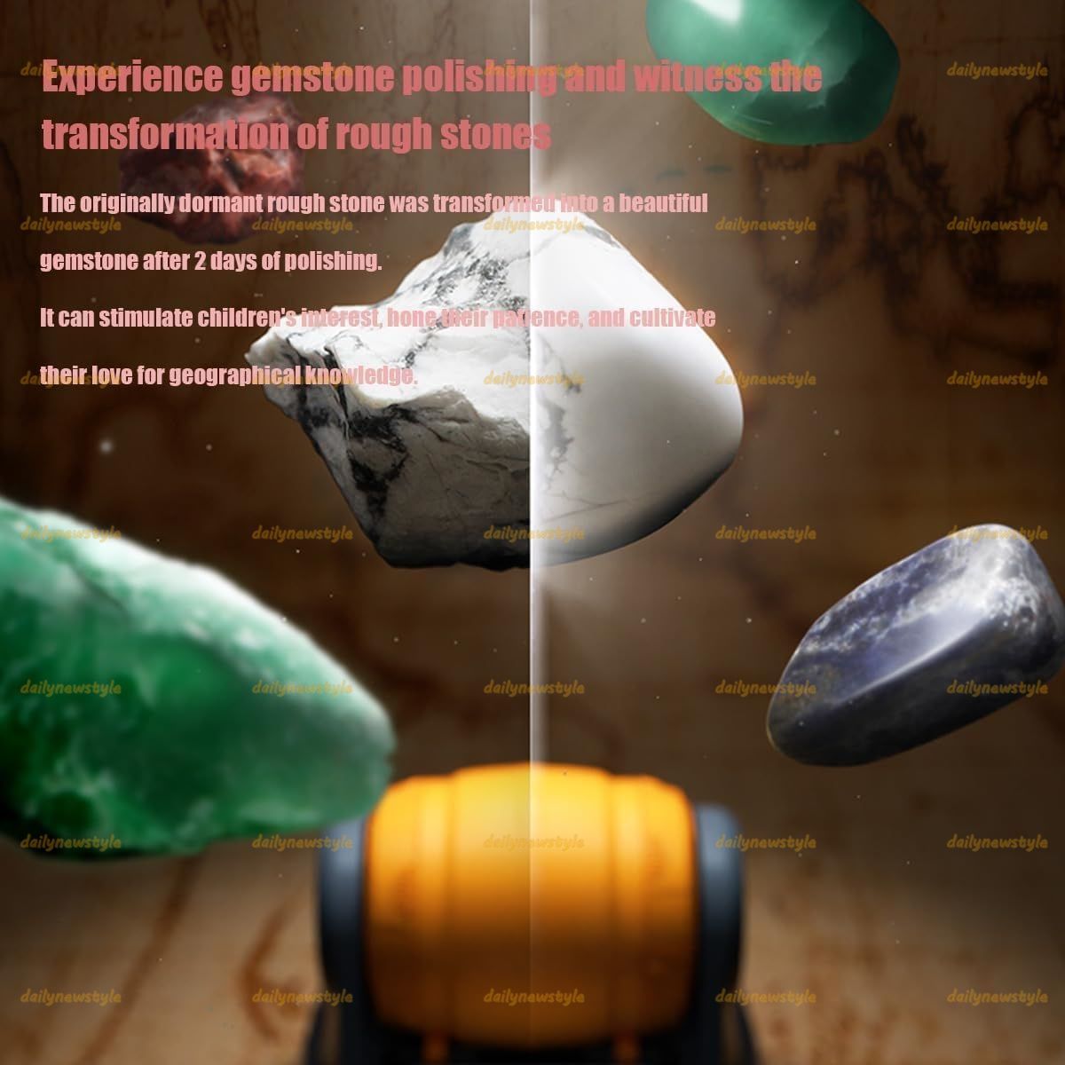 研磨された砂利とノイズ低減カバーを備えた石研磨キット