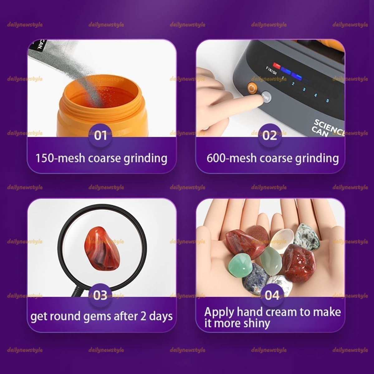 研磨された砂利とノイズ低減カバーを備えた石研磨キット インテリジェントタイミング