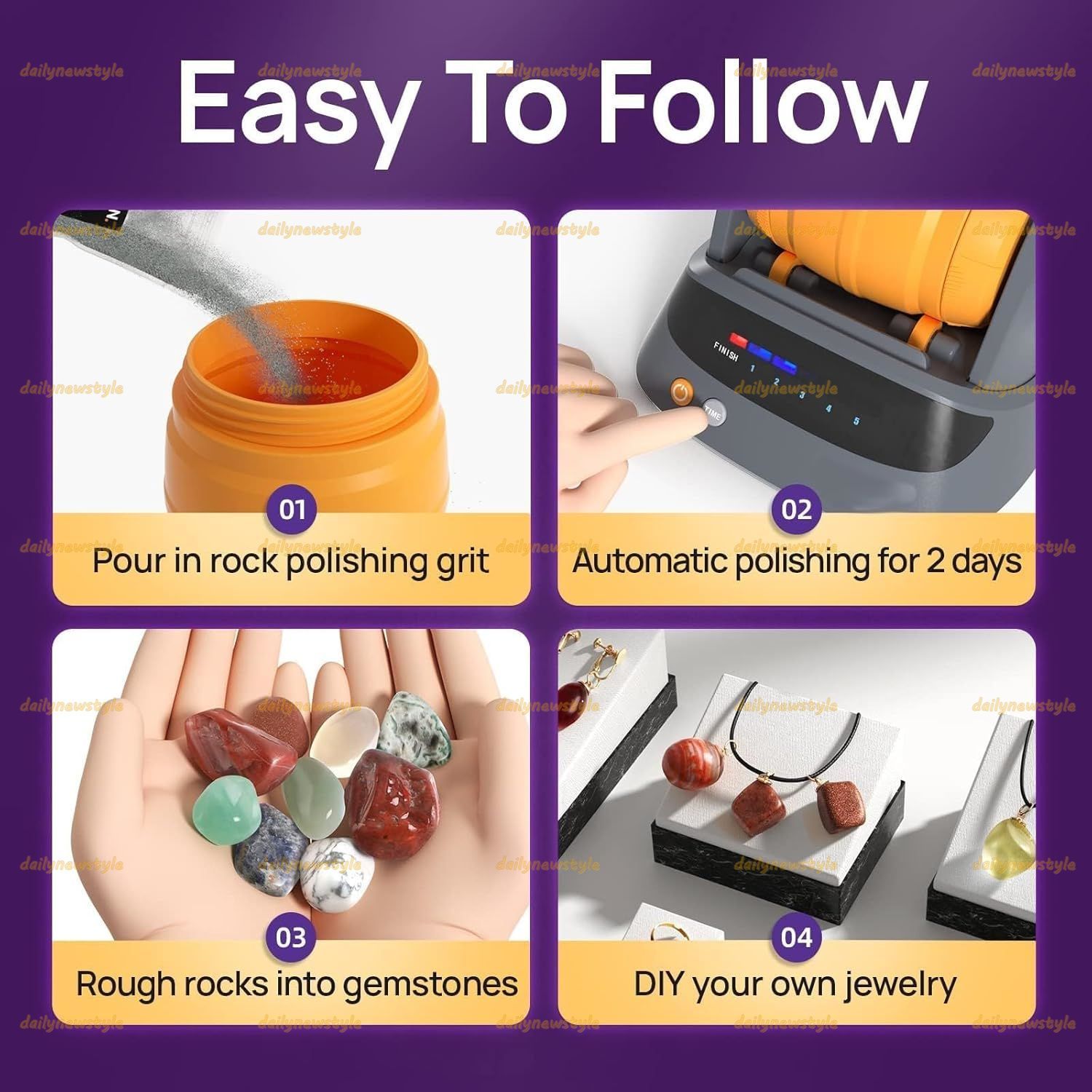 入荷続き！ 人気推薦◆電動ロックローラーマシン 研磨された砂利とノイズ低減カバーを備えた石研磨キット インテリジェントタイミング 静音 漏れ防止設計