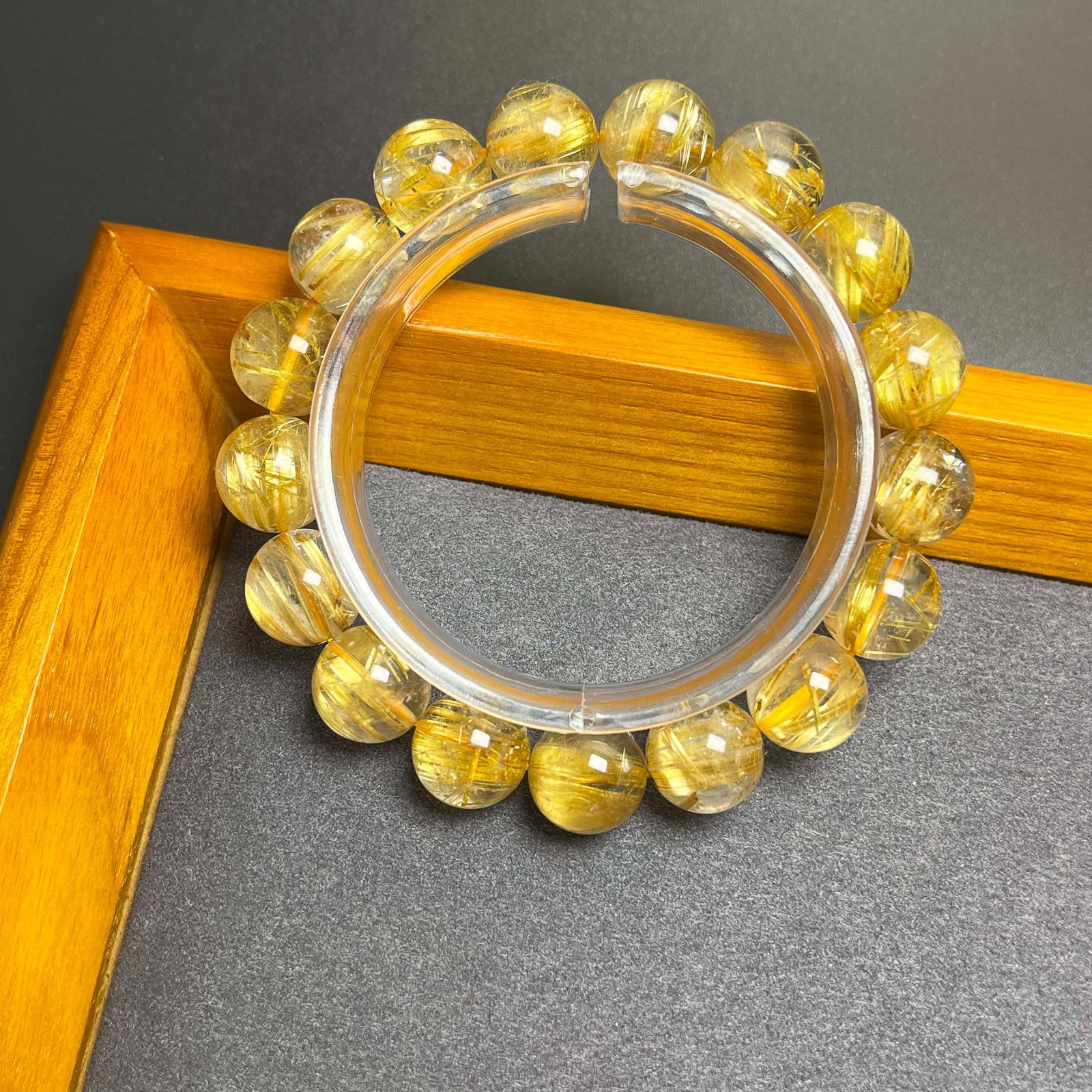 上級 EU製 ! 満針ルチルクォーツ ブレスレット パワーストーン 天然石 金運 お守り プレゼント 12.3-12.8mm ZB9561