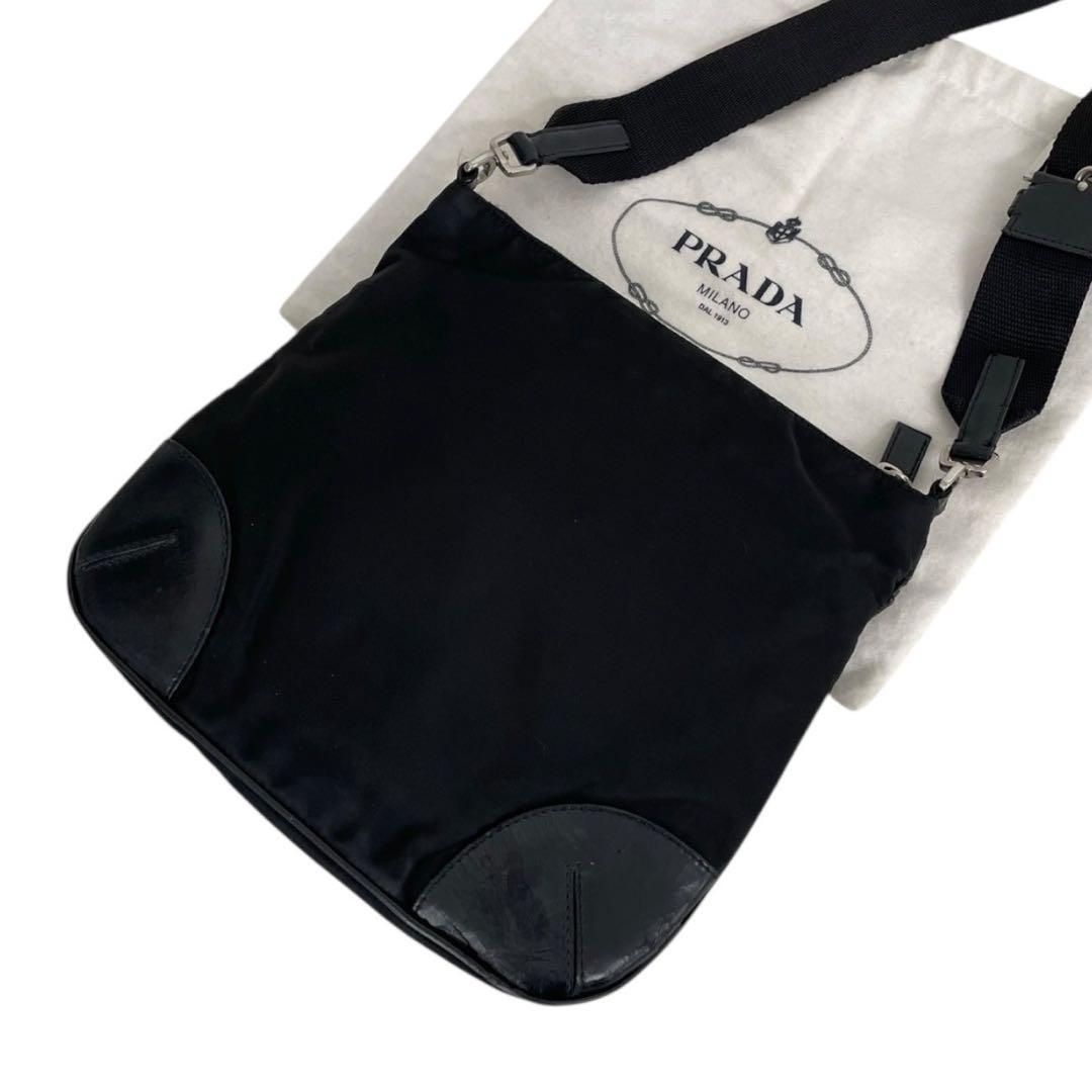希少】プラダ PRADA レザーロゴプレート 白タグ ハンドバッグ ナイロン
