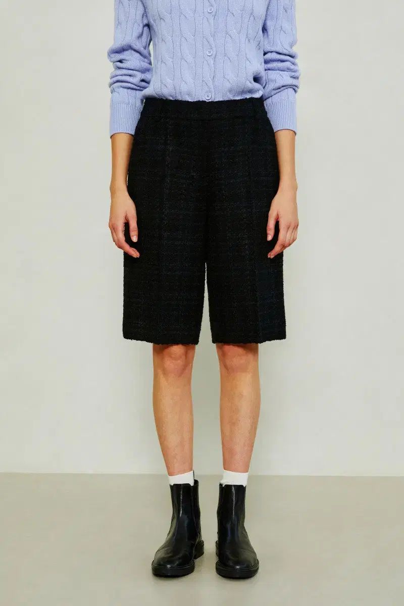 HAZZYS へジス レディース ツイード バミューダ パンツ ブラック 27 DECORATOM_COM_BR