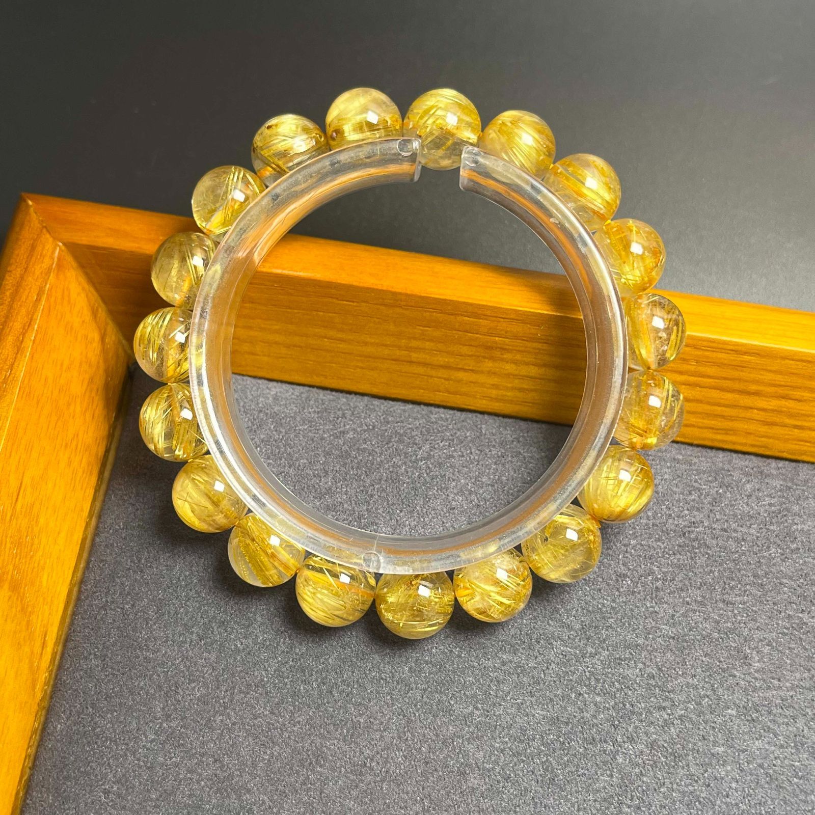 EU製 ! 満針ルチルクォーツ ブレスレット パワーストーン 天然石 金運 お守り プレゼント 11-11.4mm ZB9564