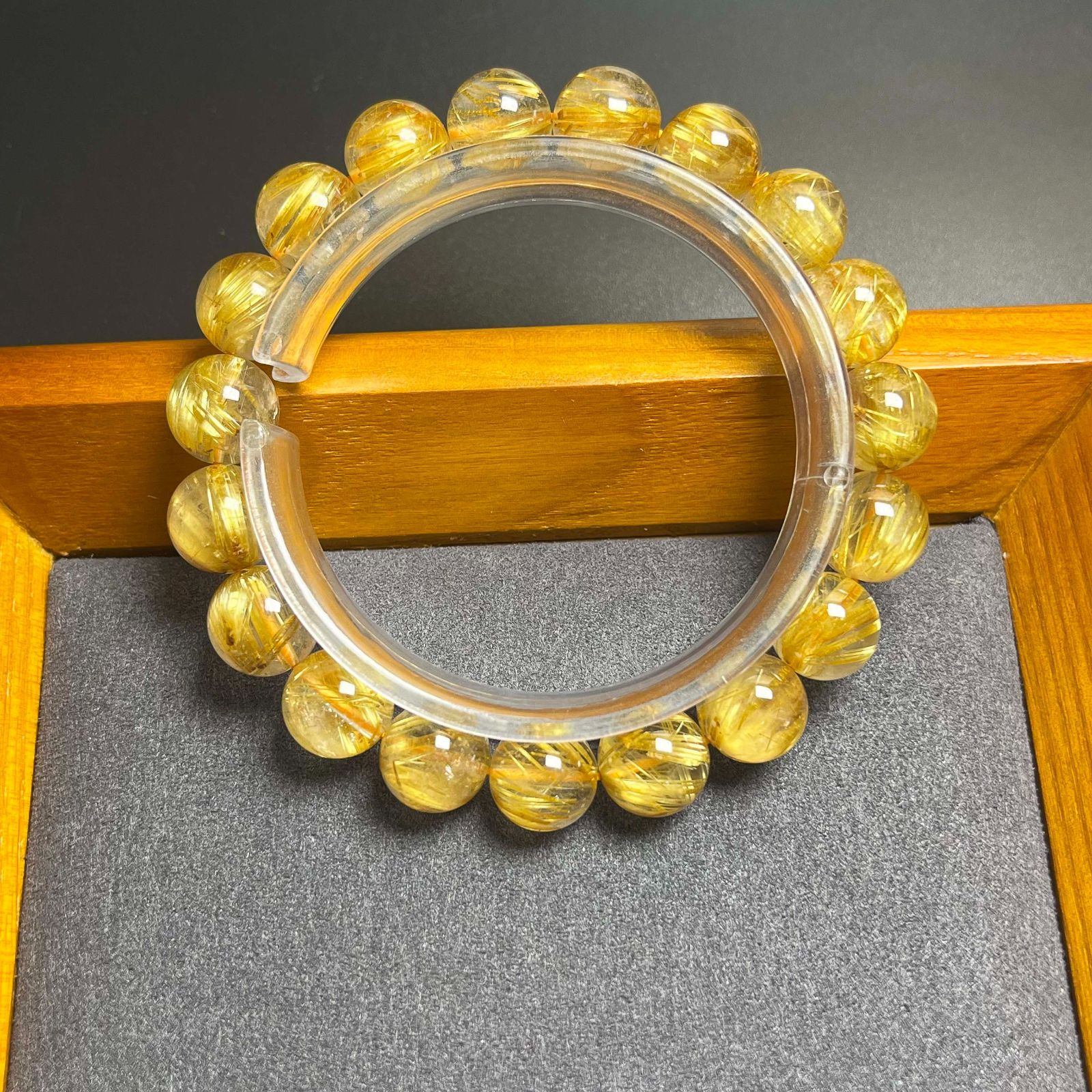 EU製 ! 満針ルチルクォーツ ブレスレット パワーストーン 天然石 金運 お守り プレゼント 11-11.4mm ZB9564