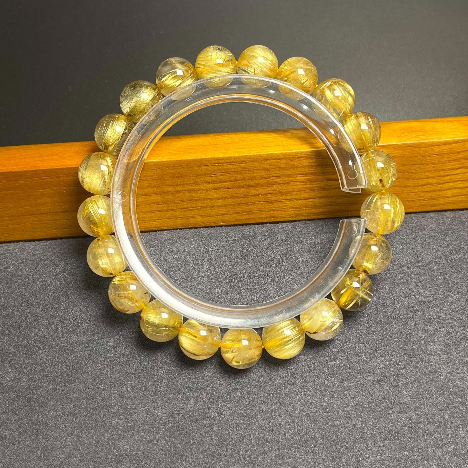 EU製 ! 満針ルチルクォーツ ブレスレット パワーストーン 天然石 金運 お守り プレゼント 9.4-9.9mm ZB9565