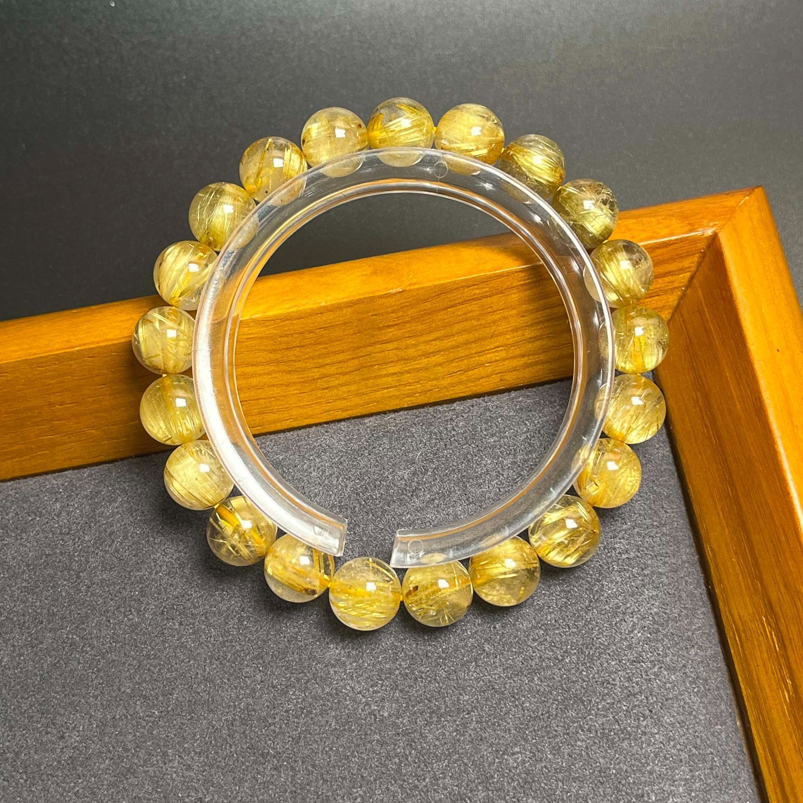 EU製 ! 満針ルチルクォーツ ブレスレット パワーストーン 天然石 金運 お守り プレゼント 9.4-9.9mm ZB9565