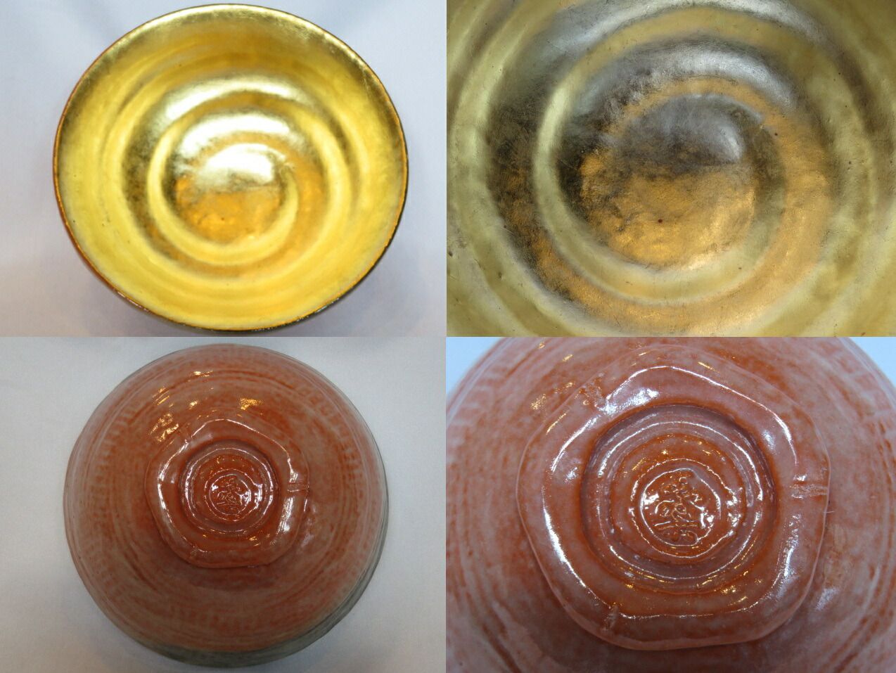 十月◆特売品 平安 二代目 小川長楽作 赤楽 嶋台茶碗 金銀一双 茶道具 税込 送料込 ♥ WWW_SKLAD-KIRPICHA_RU