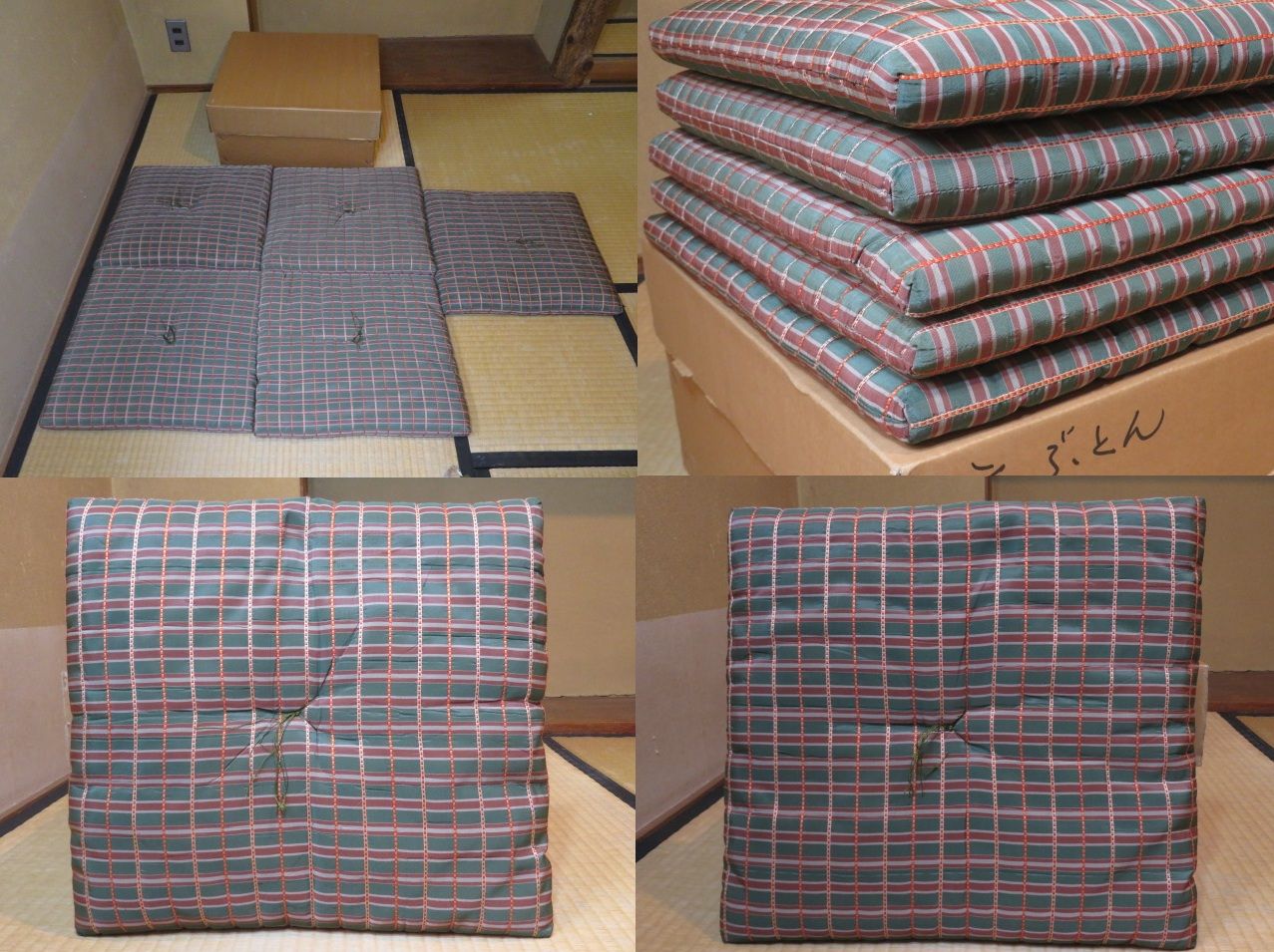 十月◆特売品 茶席用座布団 吉野間道裂 緑 五客分 税込 送料込 超