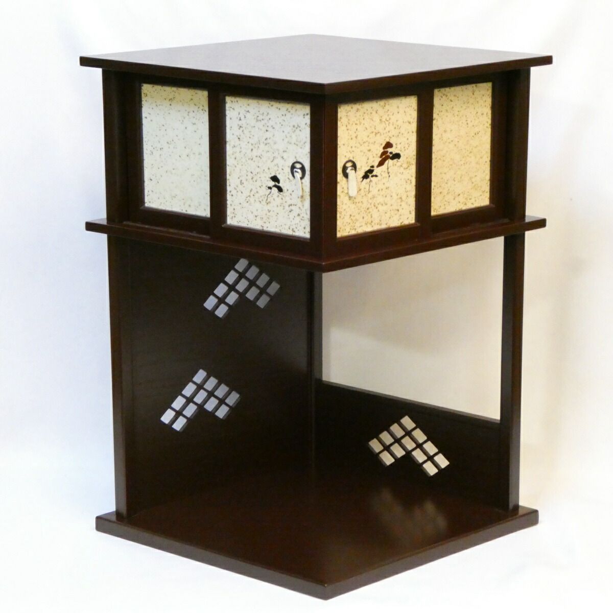 十月の特売品 裏千家流 淡々斎好写 溜掻合塗 徒然棚 固定式 業平棚 茶道具