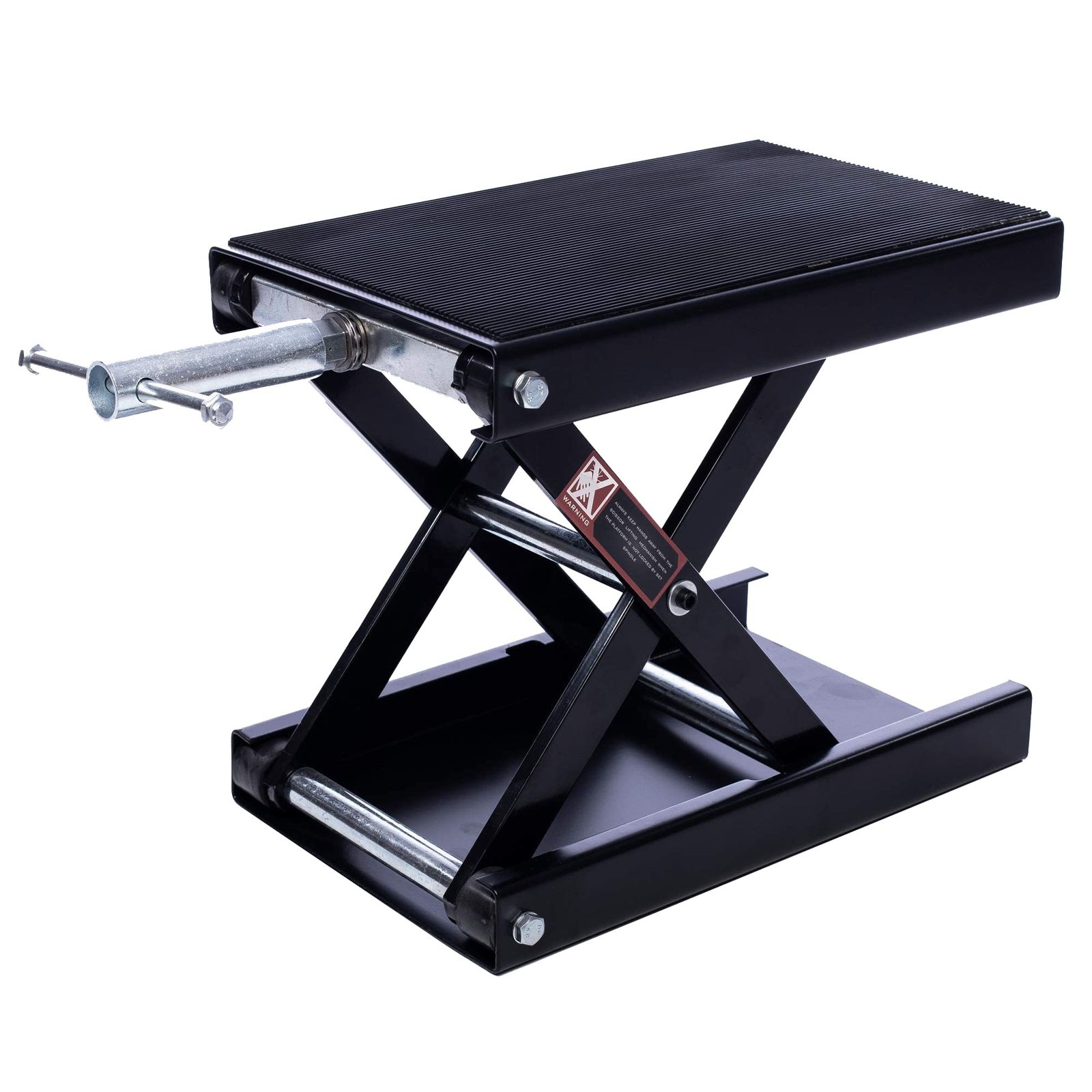 迅速発送 Apextreme ジャッキ バイクジャッキ モーターサイクルジャッキ バイクスタンド リフトジャッキ 耐荷重500kg ゴムマット付き ハンドル付き ブラック