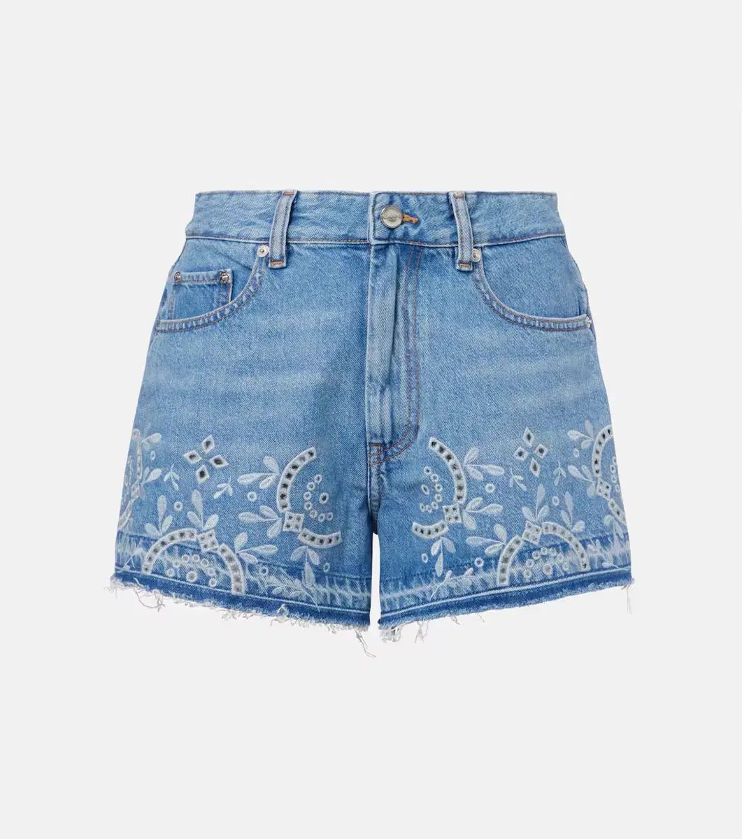 Ganni broderie denim shorts 26