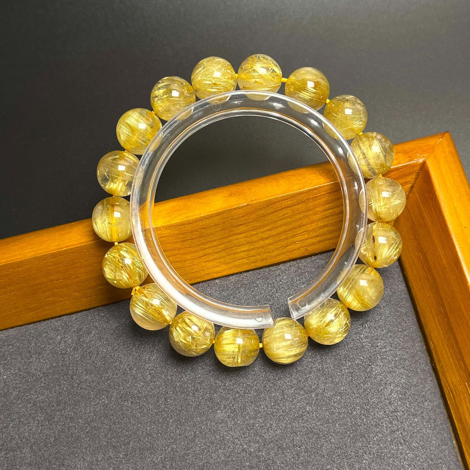 上級 EU製 ! 満針ルチルクォーツ ブレスレット パワーストーン 天然石 金運 お守り プレゼント 10.5-11.3mm ZB9568