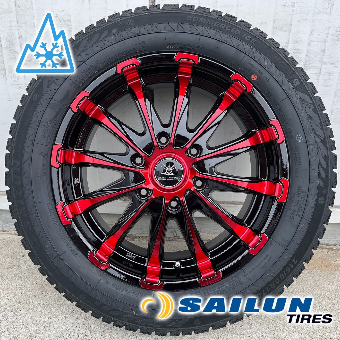 廃盤 車検対応 17インチ スタッドレス タイヤホイールセット SAILUN COMMERCIO ICE 215|60R17 LT 4本セット BD12