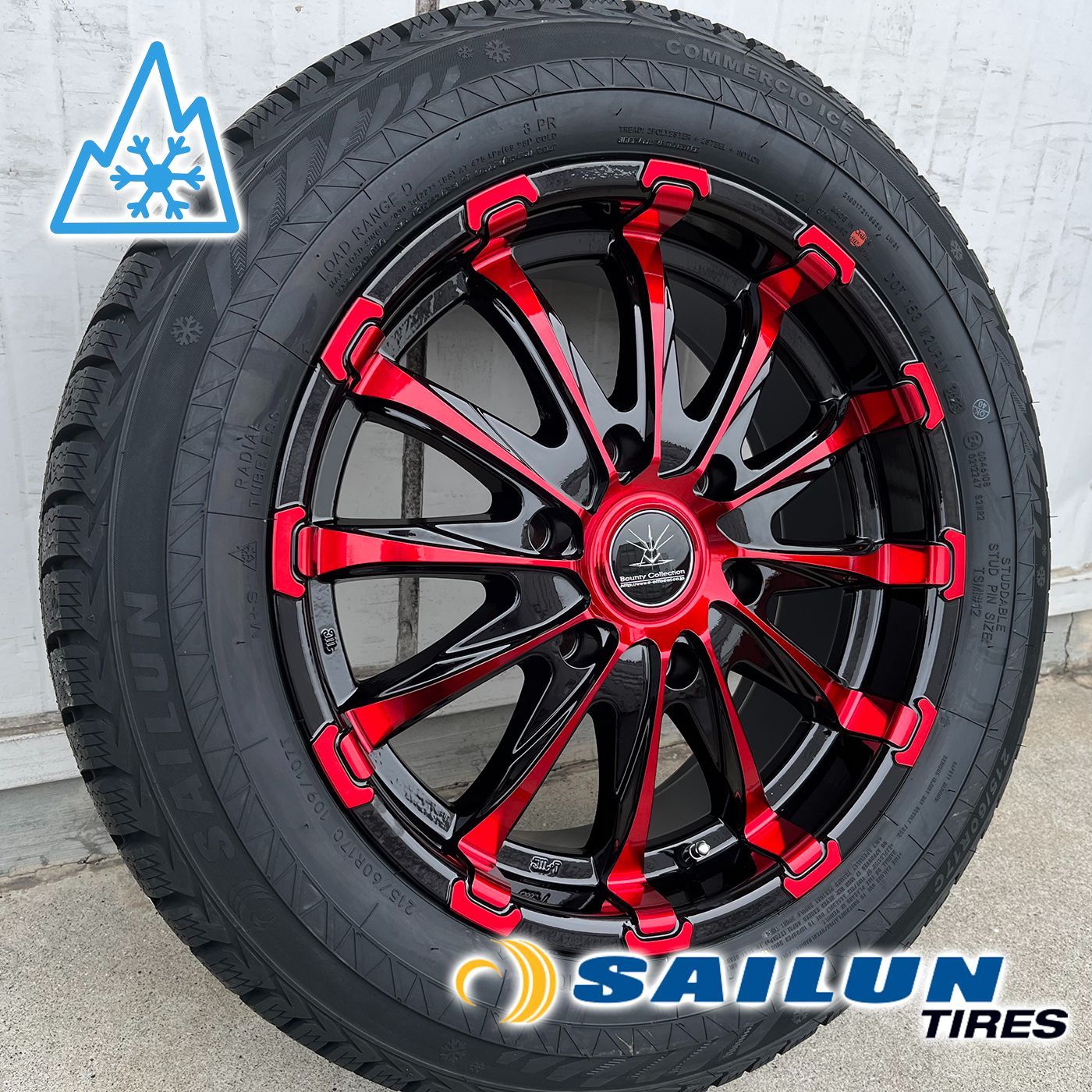 廃盤 車検対応 17インチ スタッドレス タイヤホイールセット SAILUN COMMERCIO ICE 215|60R17 LT 4本セット BD12