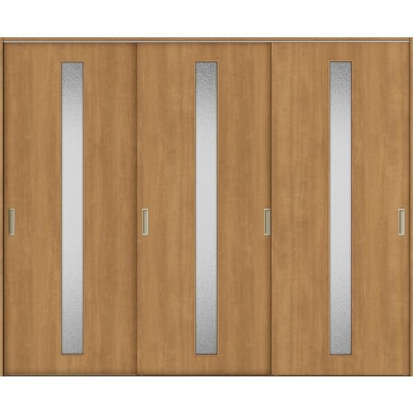 TA 室内引戸 Vレール方式 引違い戸3枚建て 鍵なし DSHT-EGA 2420 W 2 462mm × H 2 023mm NC枠 固定枠 LIXIL リクシル カスミ透明 埋込敷居 A枠 NC156 壁厚116-130