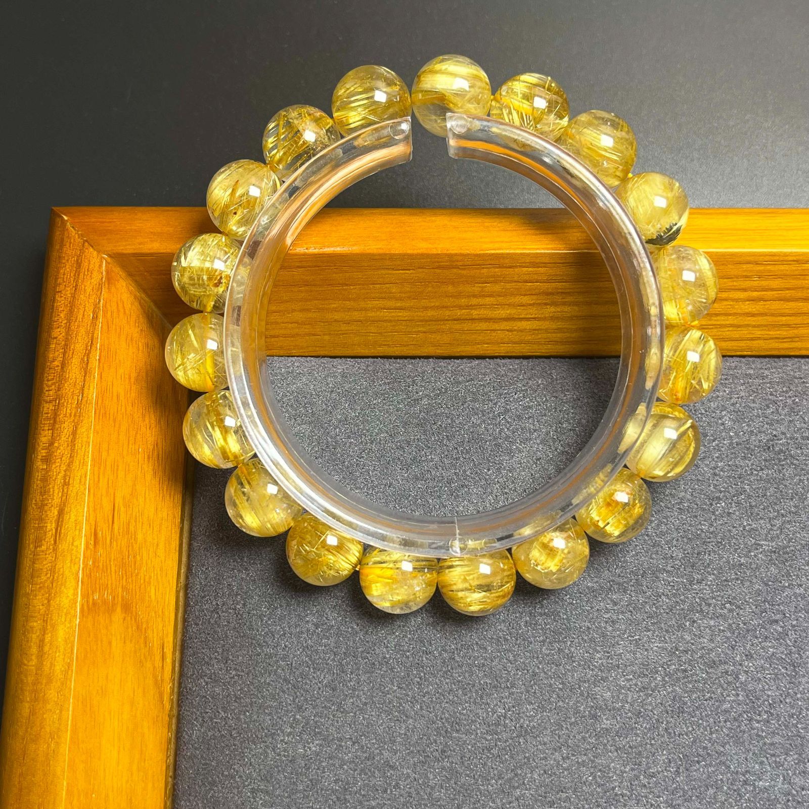 EU製 ! 満針ルチルクォーツ ブレスレット パワーストーン 天然石 金運 お守り プレゼント 10.9-11.4mm ZB9570