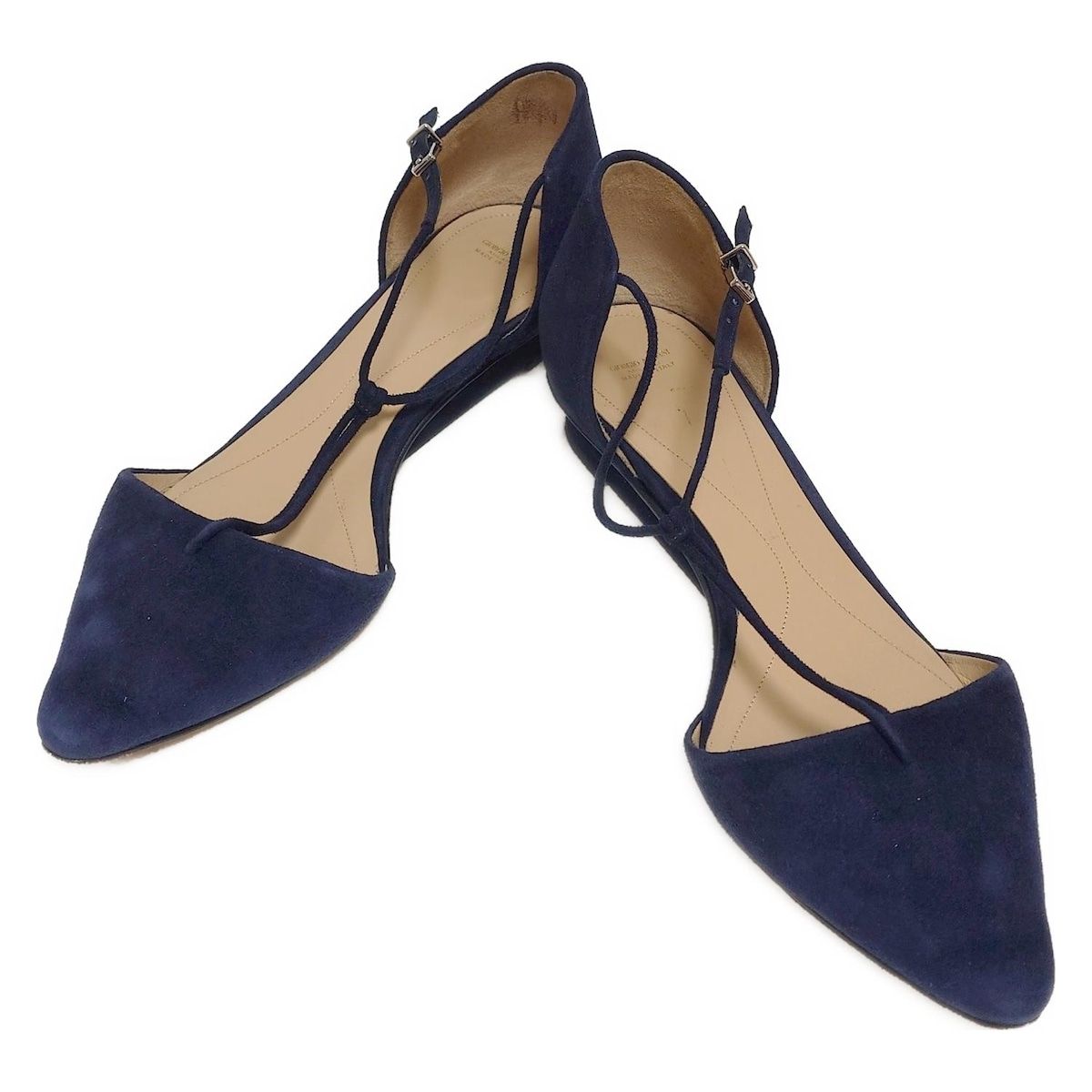 ジョルジオアルマーニ フラットシューズ 38 レディース - ネイビー