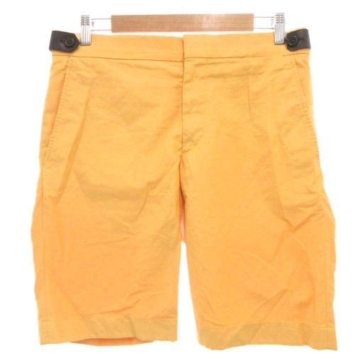 エルメス HERMES ショートパンツ ハーフパンツ ショーツ コットン レザー 42 黄 イエロー |FF GY19 AA