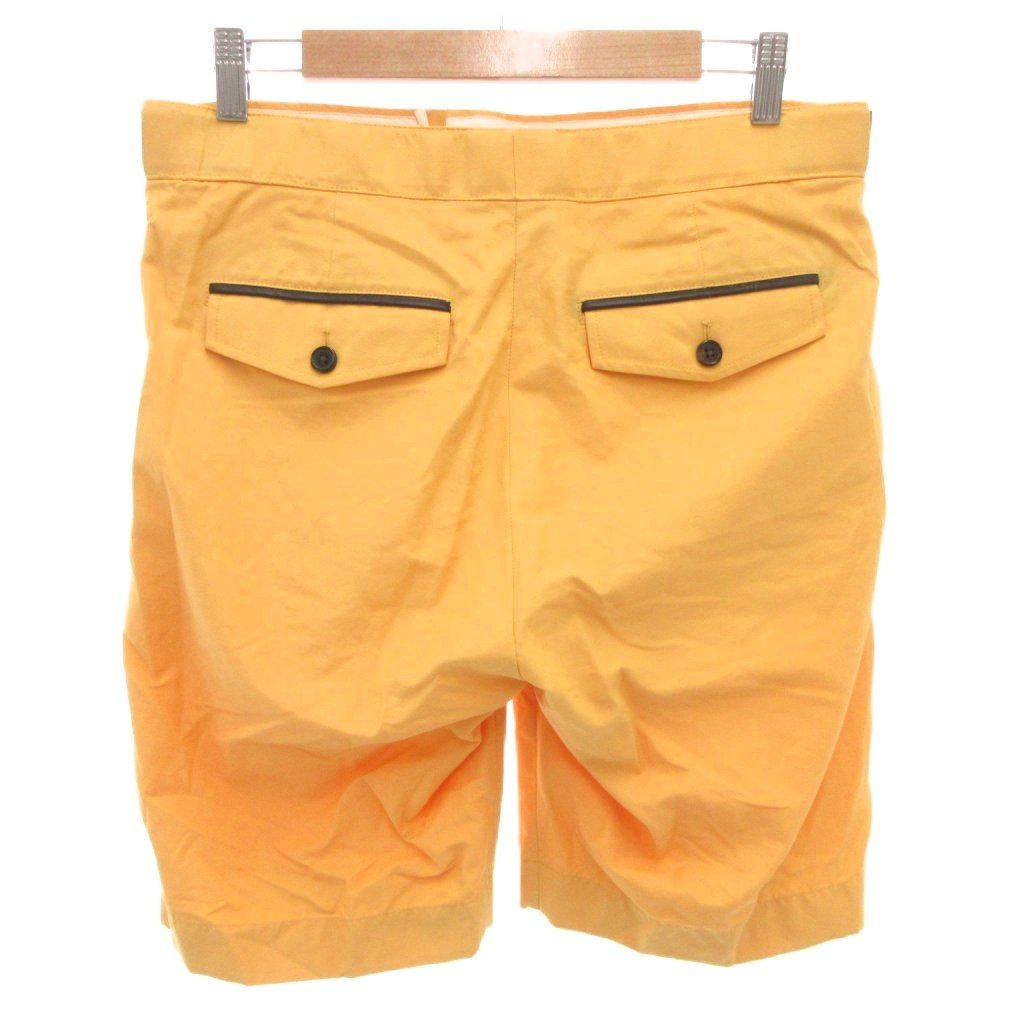 エルメス HERMES ショートパンツ ハーフパンツ ショーツ コットン レザー 42 黄 イエロー FF GY19 AA