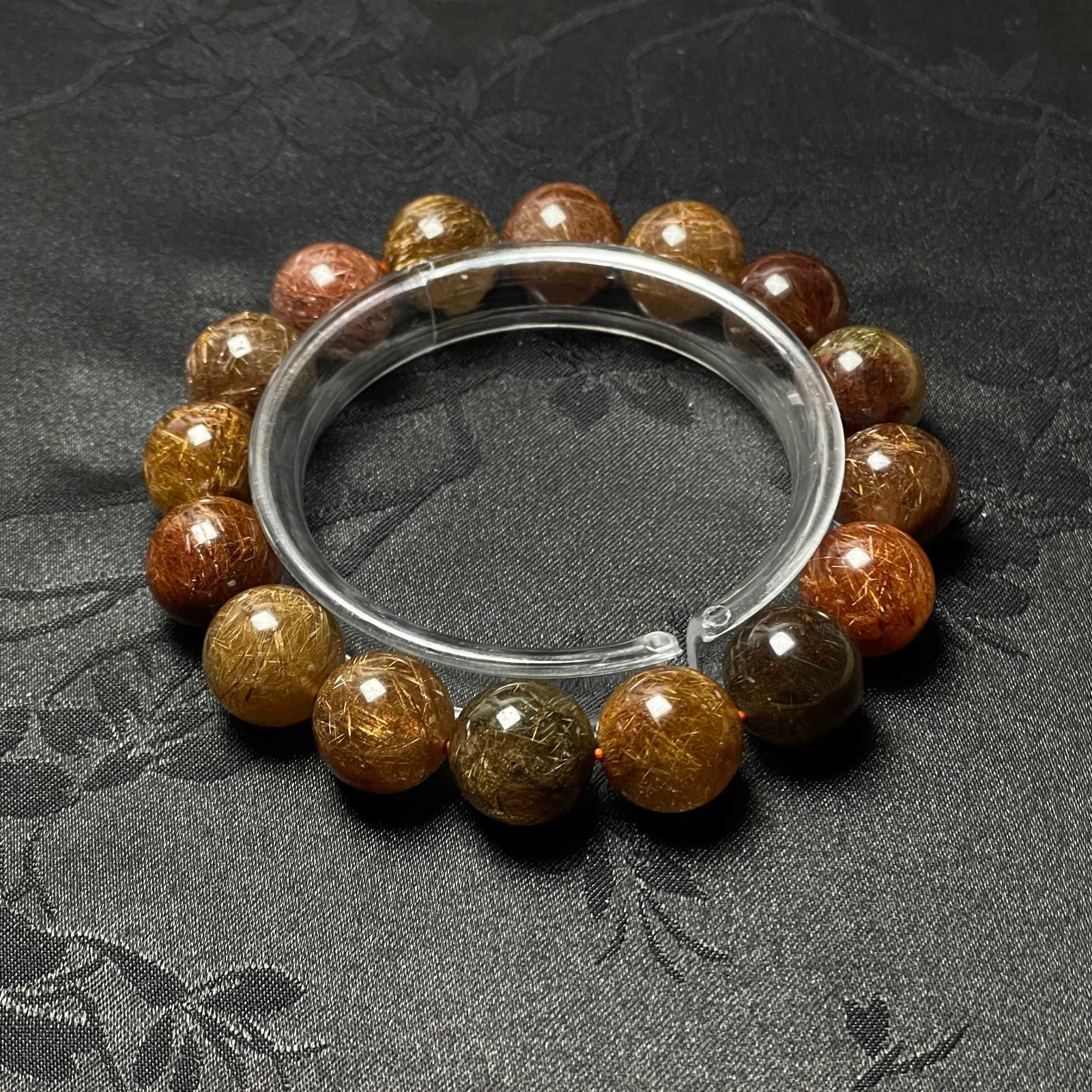 上級 EU製 レッド銅髪ルチルクォーツ ブレスレット パワーストーン 天然石 金運 お守り 13.2-13.6mm ZB9574