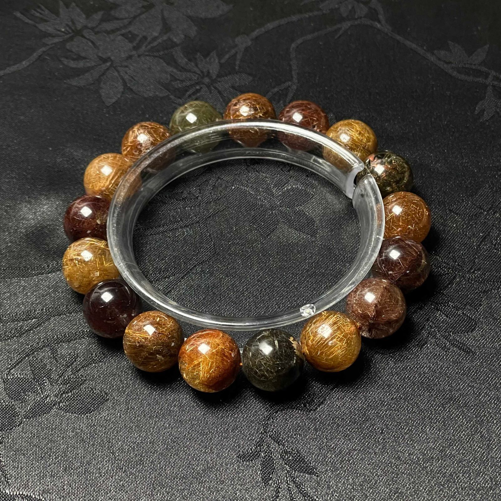 EU製 銅髪ルチルクォーツ ブレスレット パワーストーン 天然石 金運 お守り プレゼント 12.4-12.7mm ZB9575