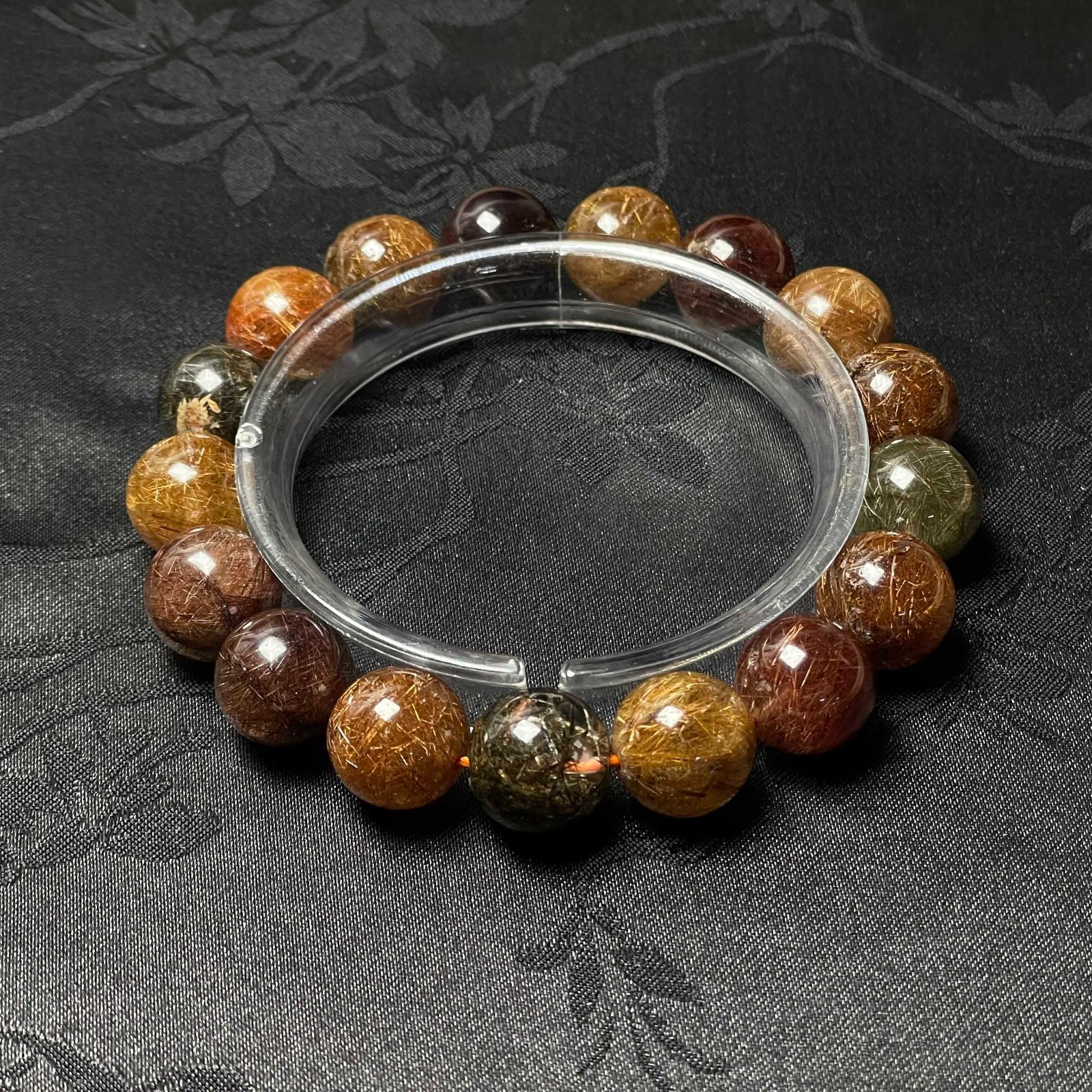 EU製 銅髪ルチルクォーツ ブレスレット パワーストーン 天然石 金運 お守り プレゼント 12.4-12.7mm ZB9575