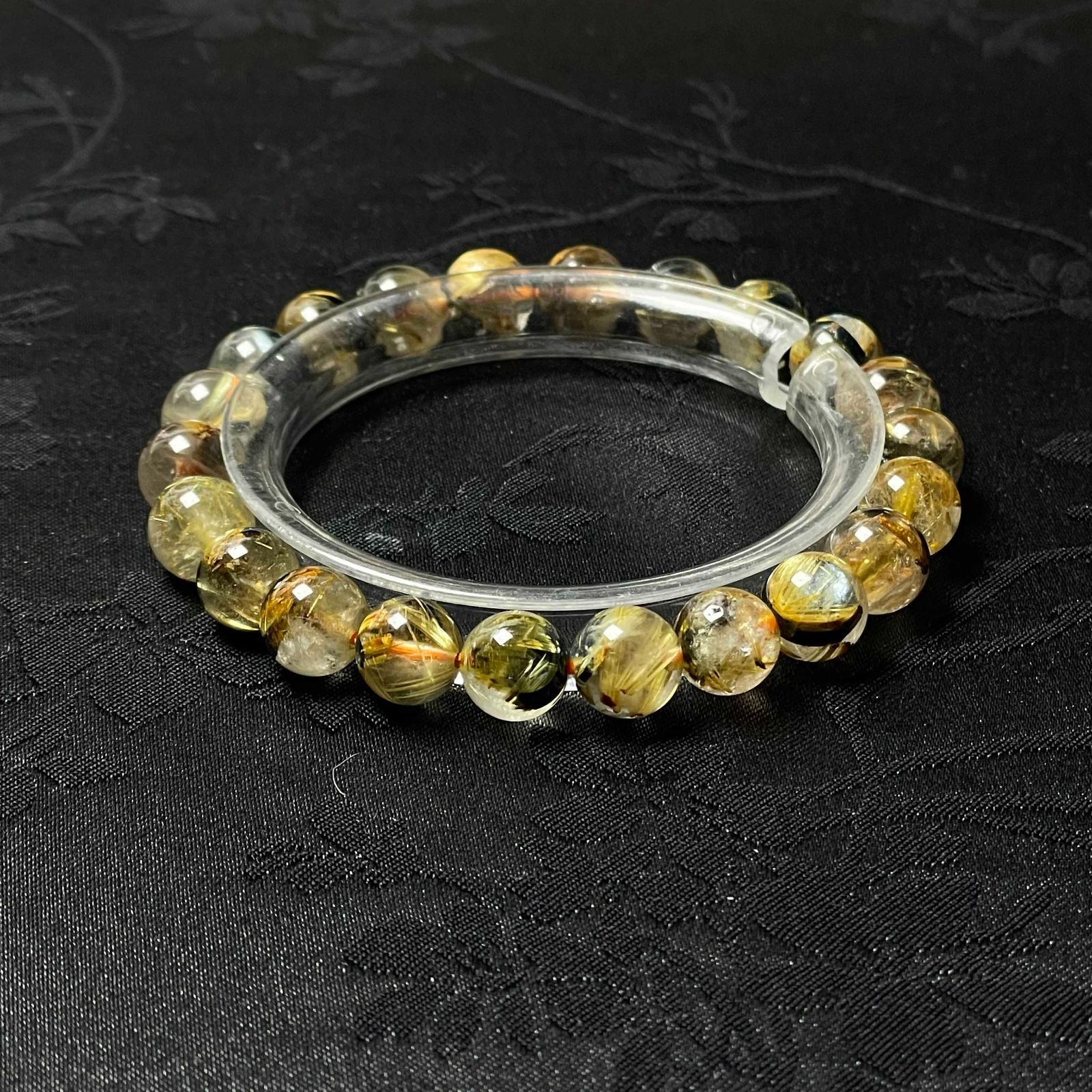 EU製 太陽花タイチンルチル 黄金針水晶 金運 開運 ゴールド ブレスレット パワーストーン プレゼント 8.3-8.7mm ZB9576