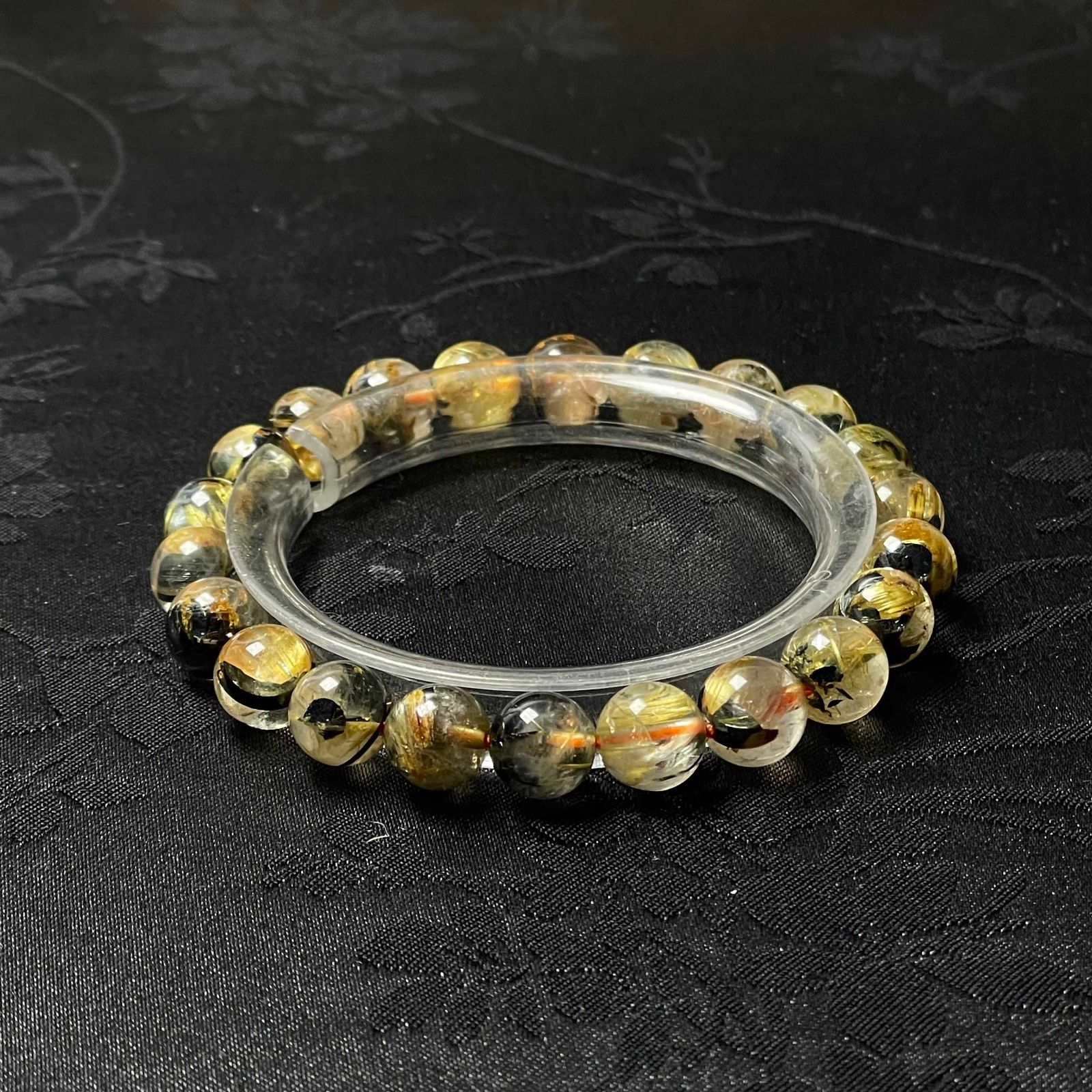 EU製 太陽花タイチンルチル 黄金針水晶 金運 開運 ゴールド ブレスレット パワーストーン プレゼント 8.3-8.7mm ZB9576