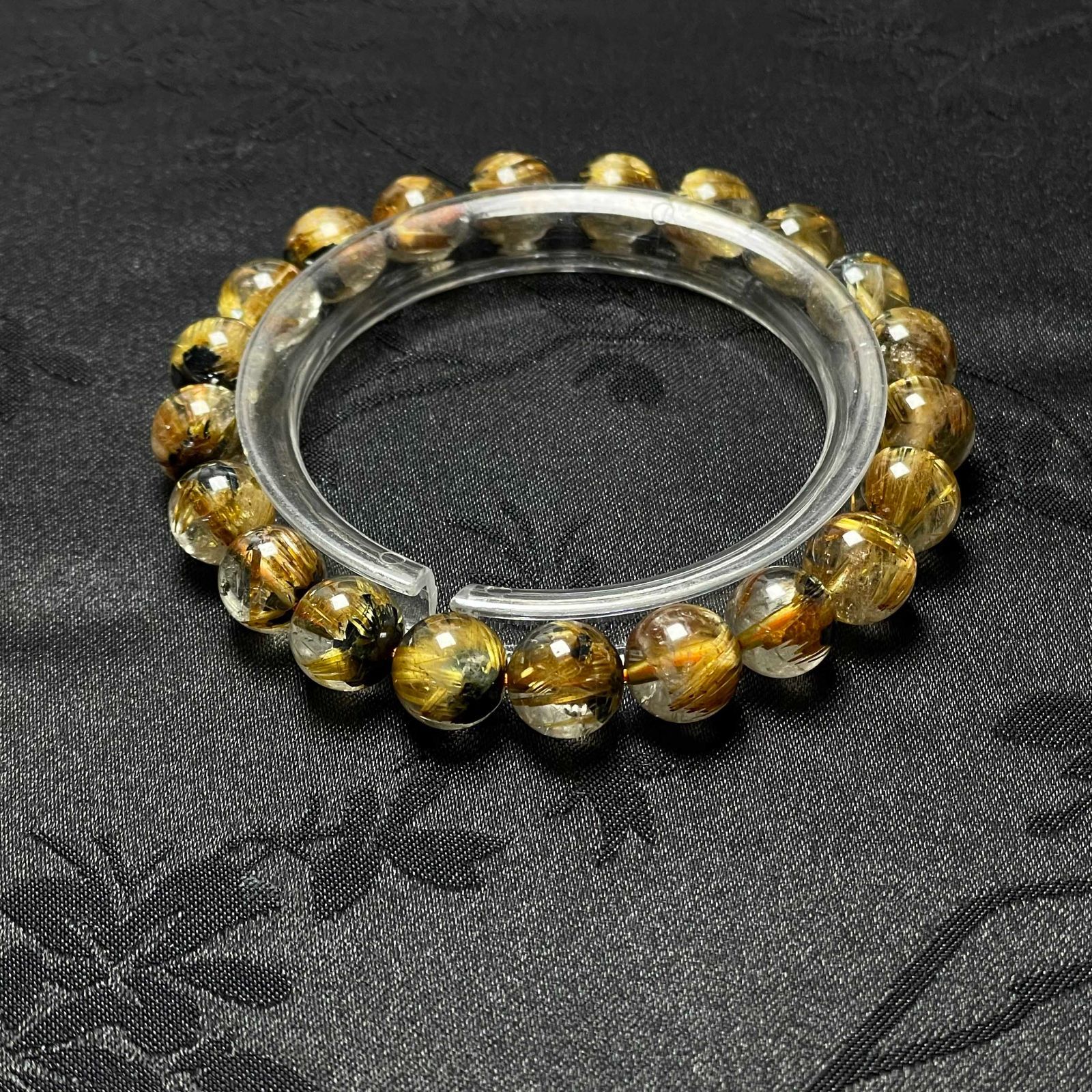 夢色 EU製 太陽花タイチンルチル 黄金針水晶 金運 開運 ゴールド ブレスレット パワーストーン プレゼント 8.8-9.3mm ZB9577