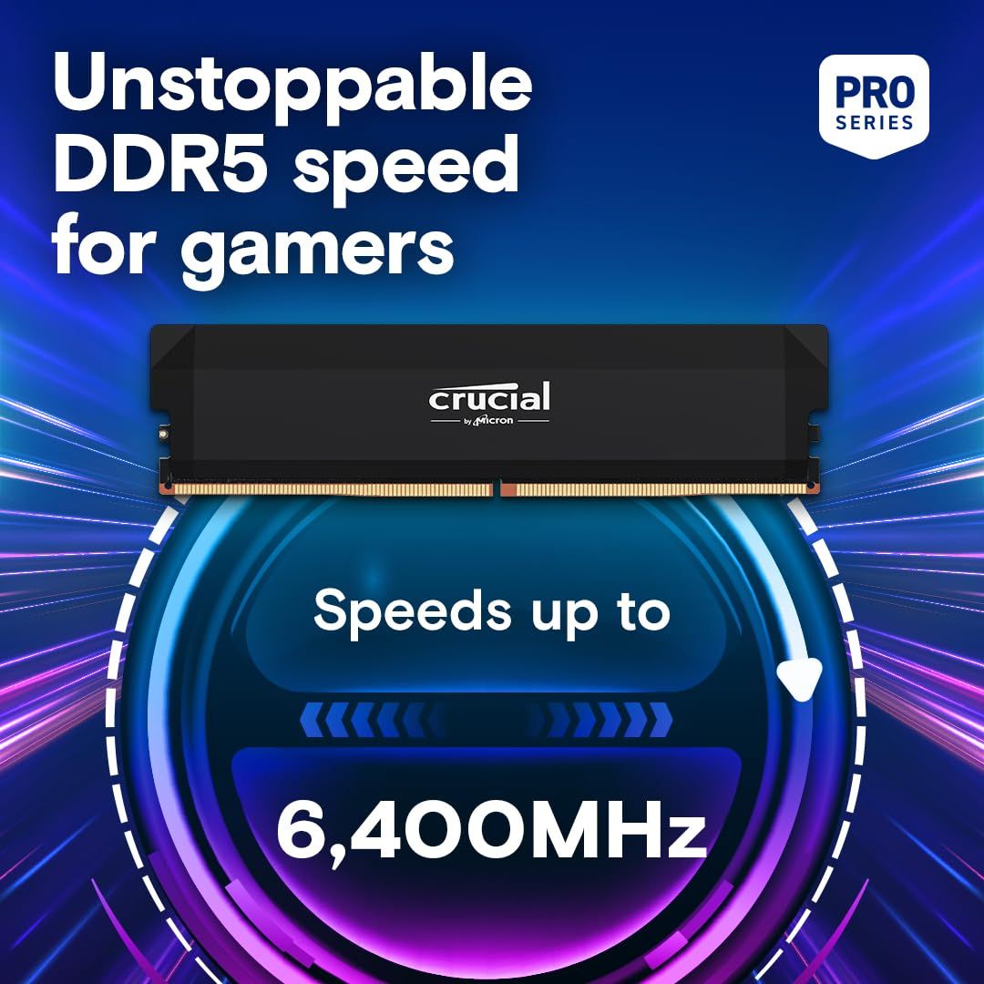 Crucial クルーシャル PRO マイクロン製 デスクトップ用メモリ 32GB×2枚 DDR5-6400 オーバークロック CP2K32G64C40U5B 正規代理店品 32GB×2 DDR5 6400 Overclock