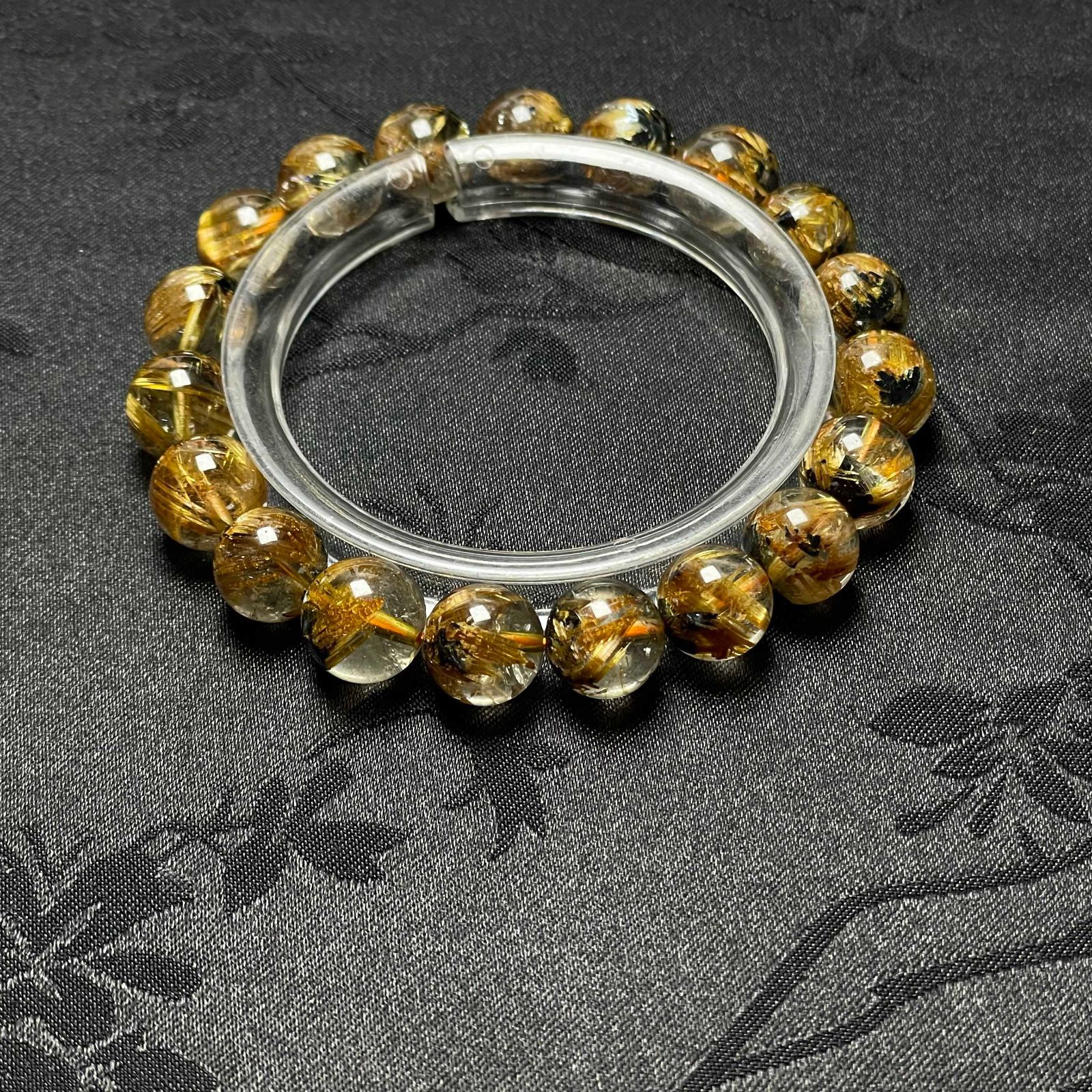 上品 EU製 太陽花タイチンルチル 黄金針水晶 金運 開運 ゴールド ブレスレット パワーストーン プレゼント 9.9-10.7mm ZB9579