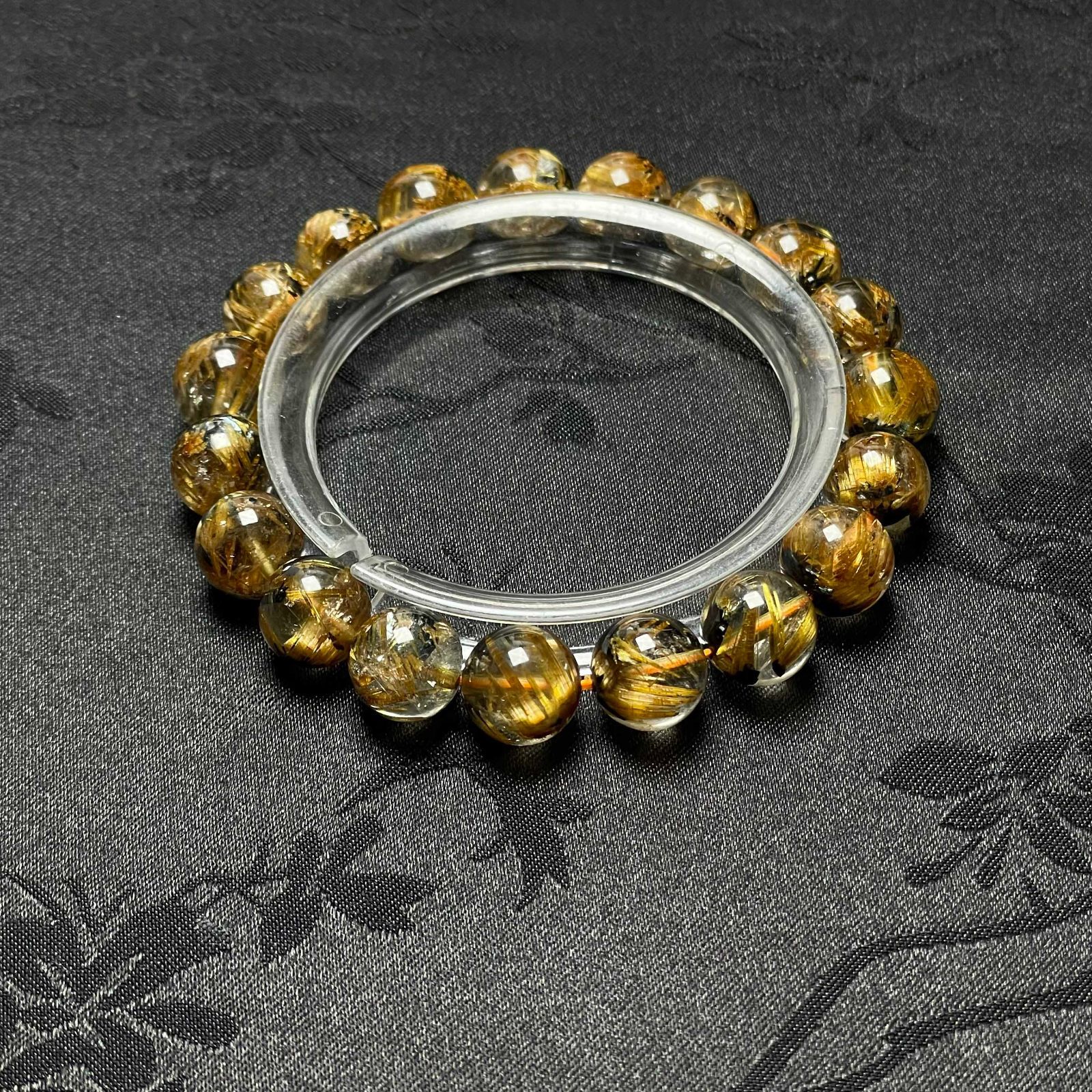 上品 EU製 太陽花タイチンルチル 黄金針水晶 金運 開運 ゴールド ブレスレット パワーストーン プレゼント 9.9-10.7mm ZB9579