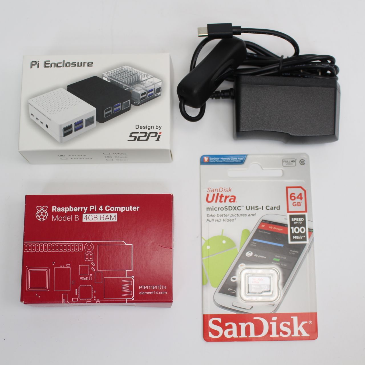 198 ケースと64GBのmicroSDカード付 Raspberry pi 4 Computer Model B 4GB RAM ラズベリーパイ4