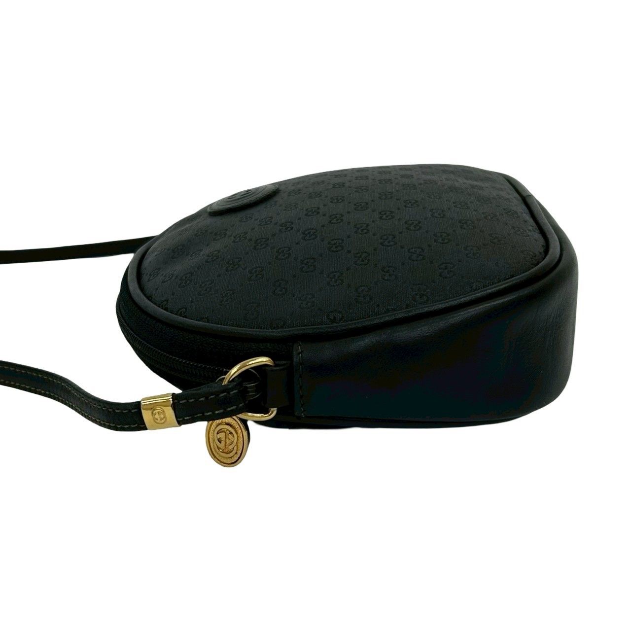 極 美品 オールドグッチ マイクロ GG ショルダーバッグ ポシェット ブラック 極 美品 オールドグッチ マイクロGG レザー ショルダーバッグ
