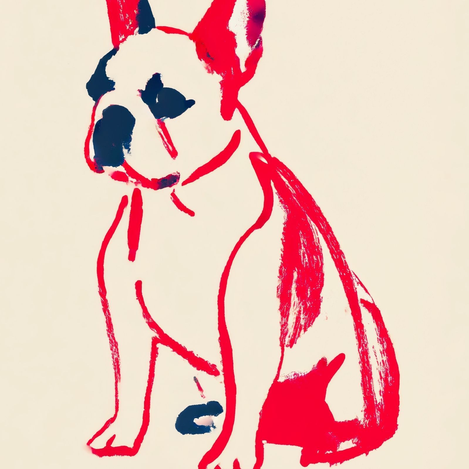 名入れOK Red Line - フレンチブルドッグ フレブル犬 No.1 アートポスター ペットロス 北欧モダン ミニマルインテリア カフェスタイル