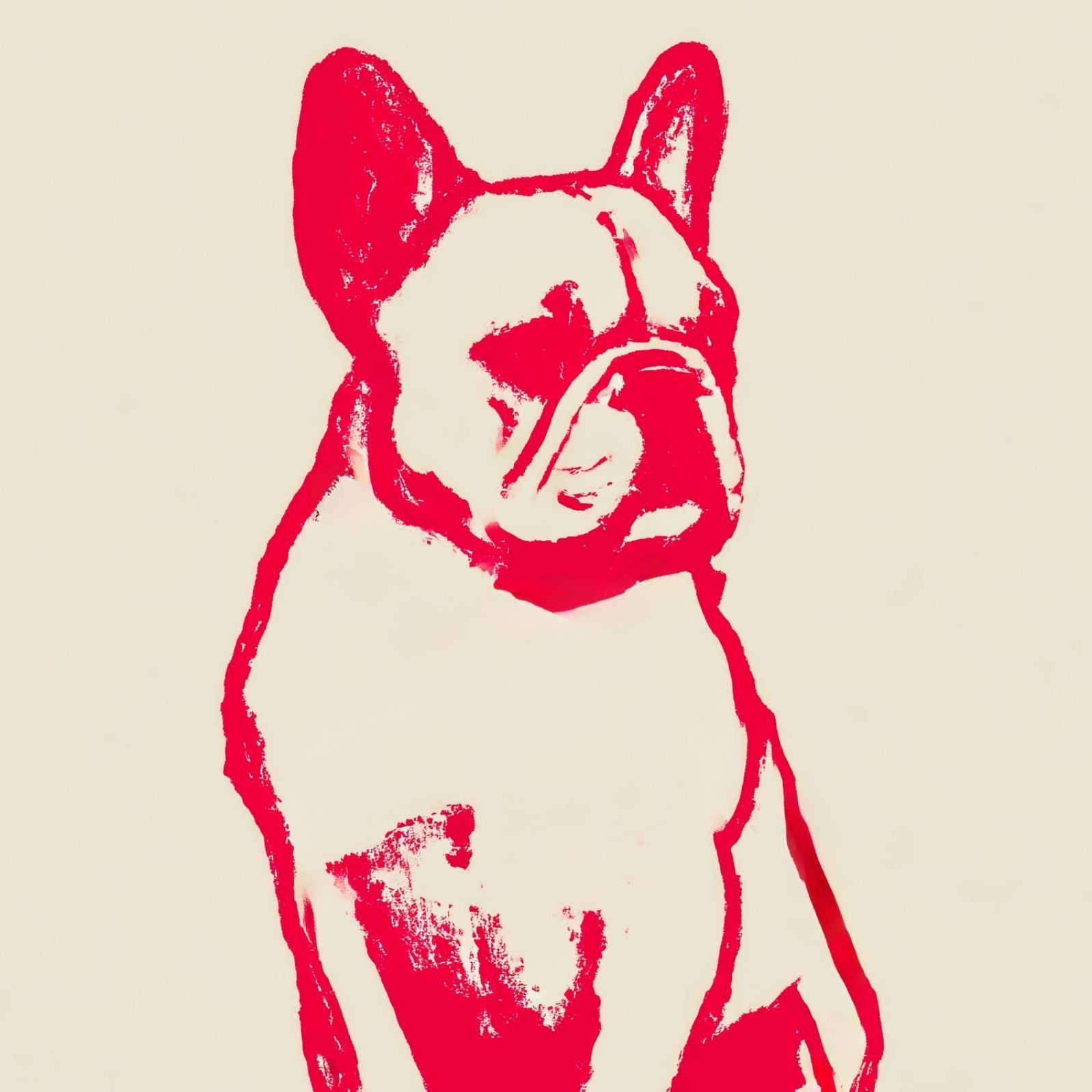 名入れOK Red Line フレンチブルドッグ フレブル犬 No 3 アートポスター ペットロス 北欧モダン ミニマルインテリア カフェスタイル