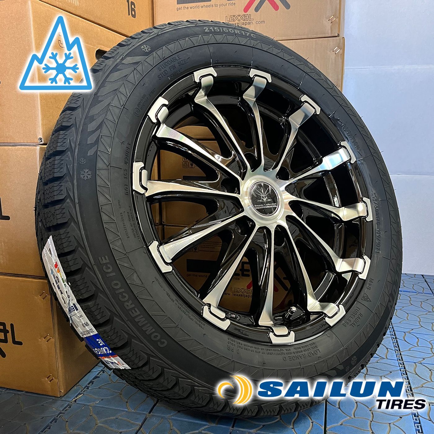 車検対応 17インチ スタッドレス タイヤホイールセット SAILUN COMMERCIO ICE 215|60R17 LT 4本セット BD12