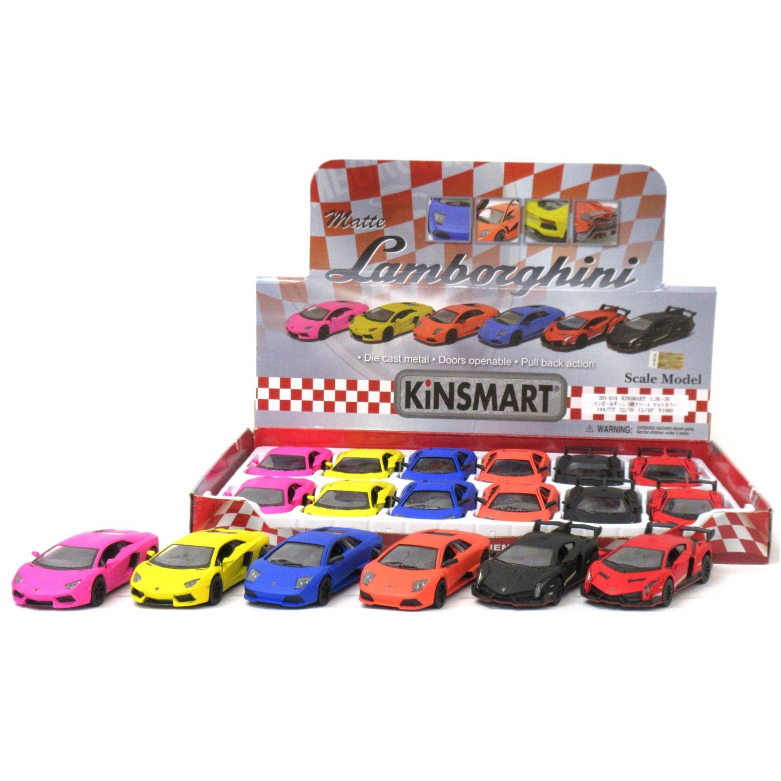 KiNSMART キンスマート プルバックミニカー 1|36-38 ランボルギーニ マットカラーセット 3種×2色アソート 12個入りBOX 201-674