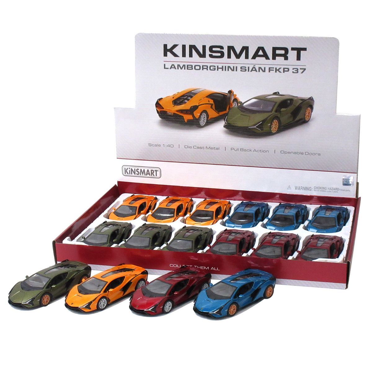 KiNSMART キンスマート プルバックミニカー 1|40 ランボルギーニ シアン 4色アソート 12個入りBOX 201-708