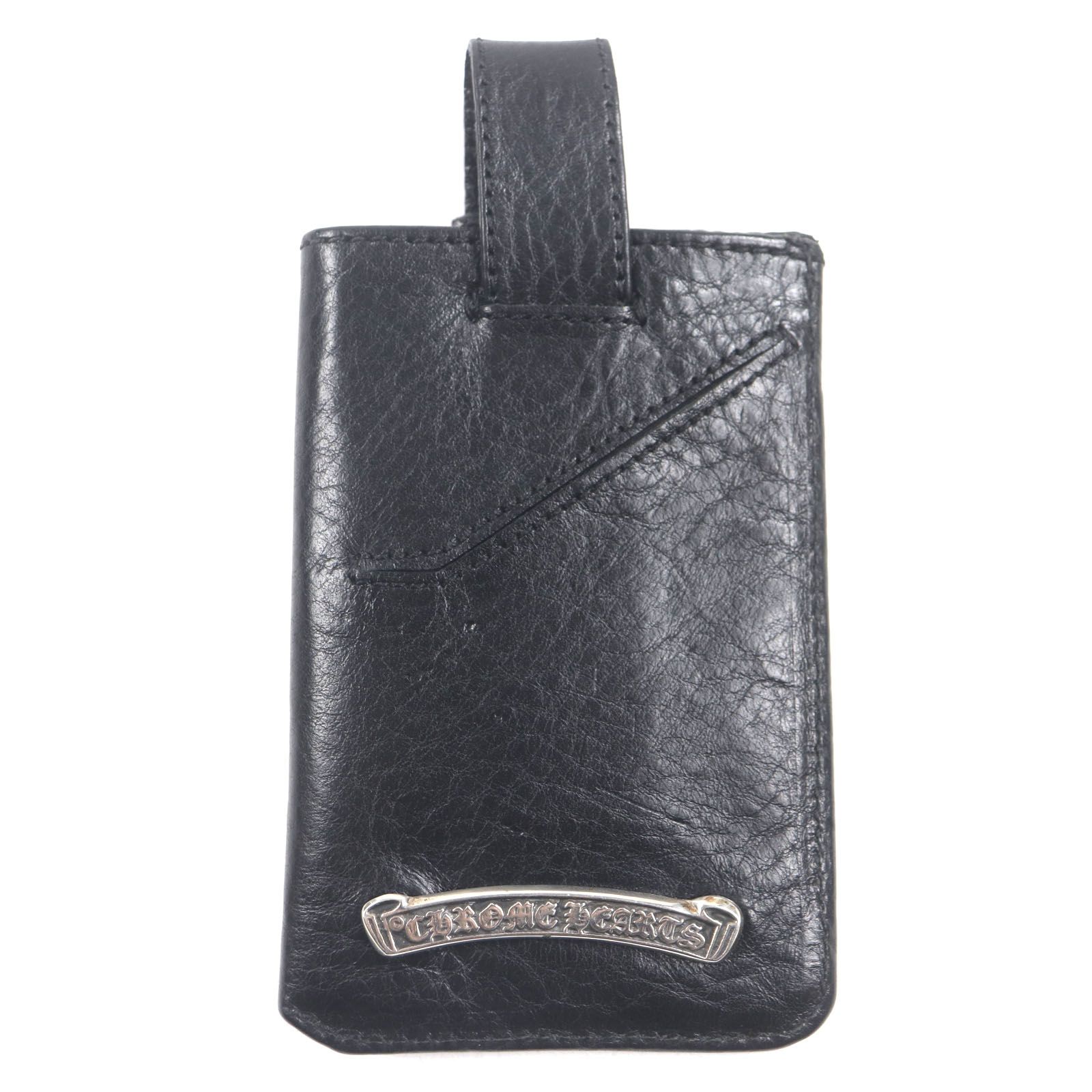 CHROME HEARTS クロムハーツ The Way I Walk ザウェイアイウォーク レザー 925 CHプラスパッチ スクロールラベル パスケース ブラック シルバー金具 メンズ