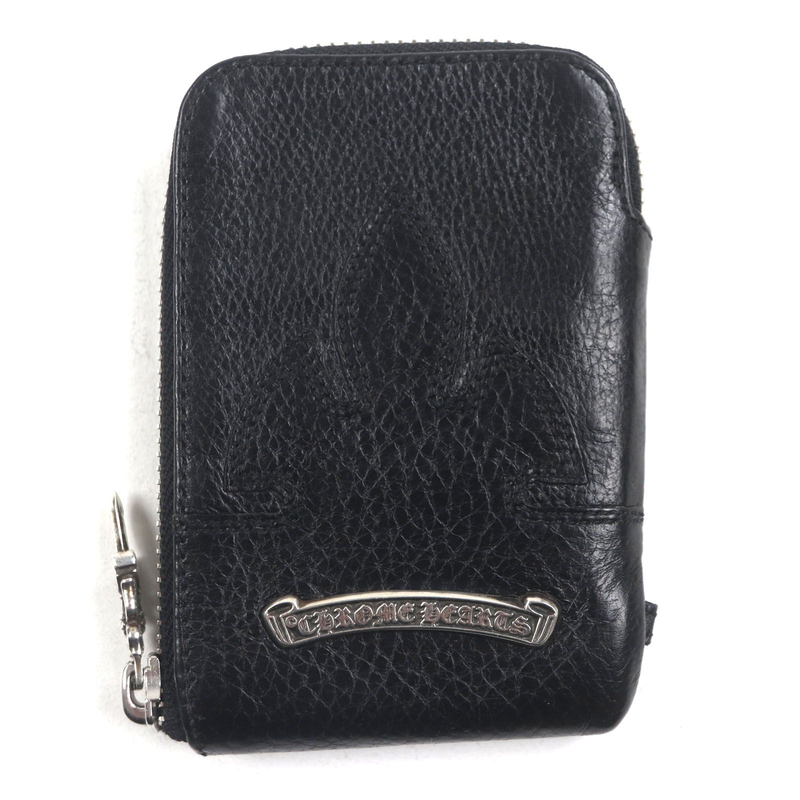 CHROME HEARTS クロムハーツ ワントリリオン フ ニー ウォレット レザー 925 ダガージップ スクロールラベル L字ファスナー カードケース ブラック シルバー金具 メンズ