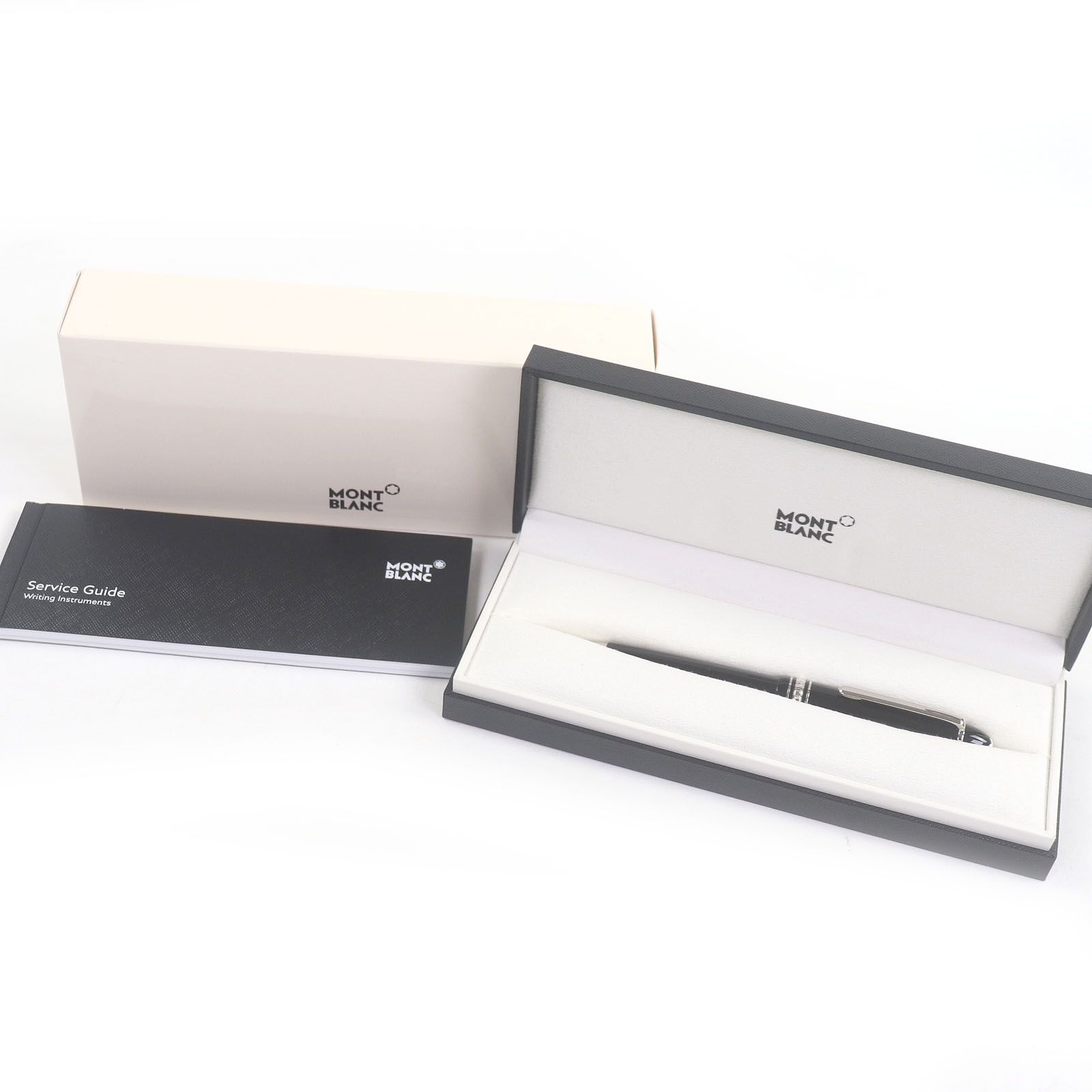 □MONTBLANC モンブラン マイスターシュテュック ル グラン ツイスト式 ボールペン ブラック シルバー 箱 ケース付き ドイツ製 メンズ 筆記 済み