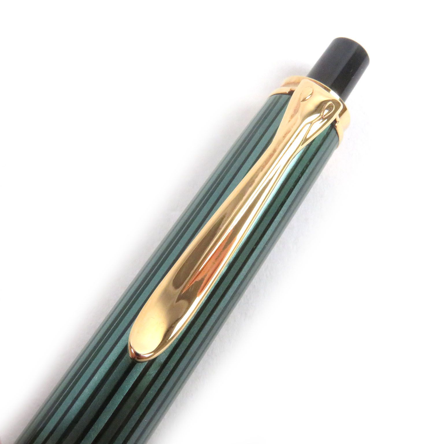 □PERIKAN ペリカン スーベレーン K600 ノック式 ボールペン グリーンストライプ ブラック ゴールド ケース付き 西ドイツ製 メンズ 筆記 済み SKLAD-KIRPICHA_RU