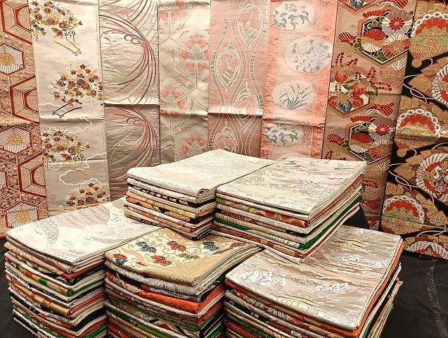 平和屋着物 袋帯 西陣 まとめて100点 鳳凰 向かい鶴 蝶 更紗 花柄 宝相華 まいづる 金銀糸 など あり 全て正絹 mmm055