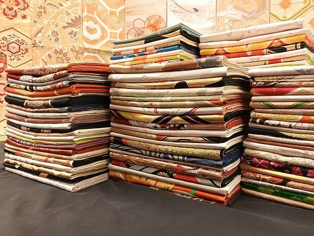 平和屋着物 袋帯 西陣 まとめて100点 鳳凰 向かい鶴 孔雀 蝶 更紗 花柄 正倉院 楽器 金銀糸 など ♥品あり 全て正絹 mmm062