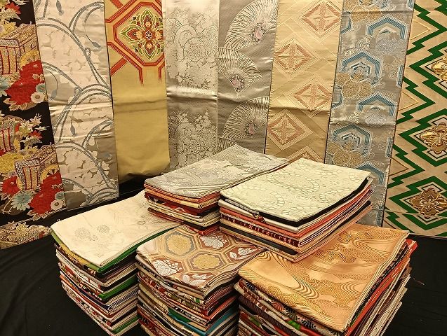 平和屋着物 袋帯 西陣 まとめて100点 鳳凰 向かい鶴 鴛鴦 孔雀 鳥獣 風景 正倉院 楽器 金銀糸 など ♥品あり 全て正絹 mmm061