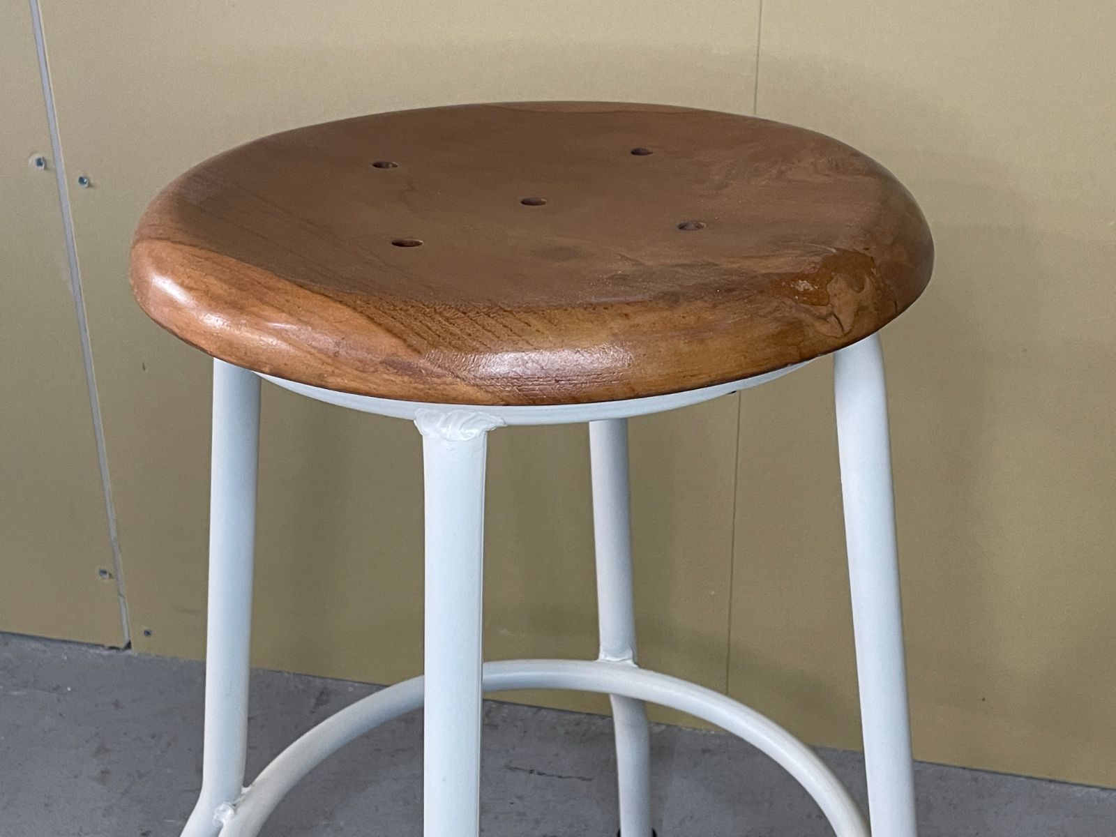 アンティーク調 レトロ 鉄脚スツール 座面チーク cha-018S-WHA MARWIL-DEMENAGEMENTS_CH